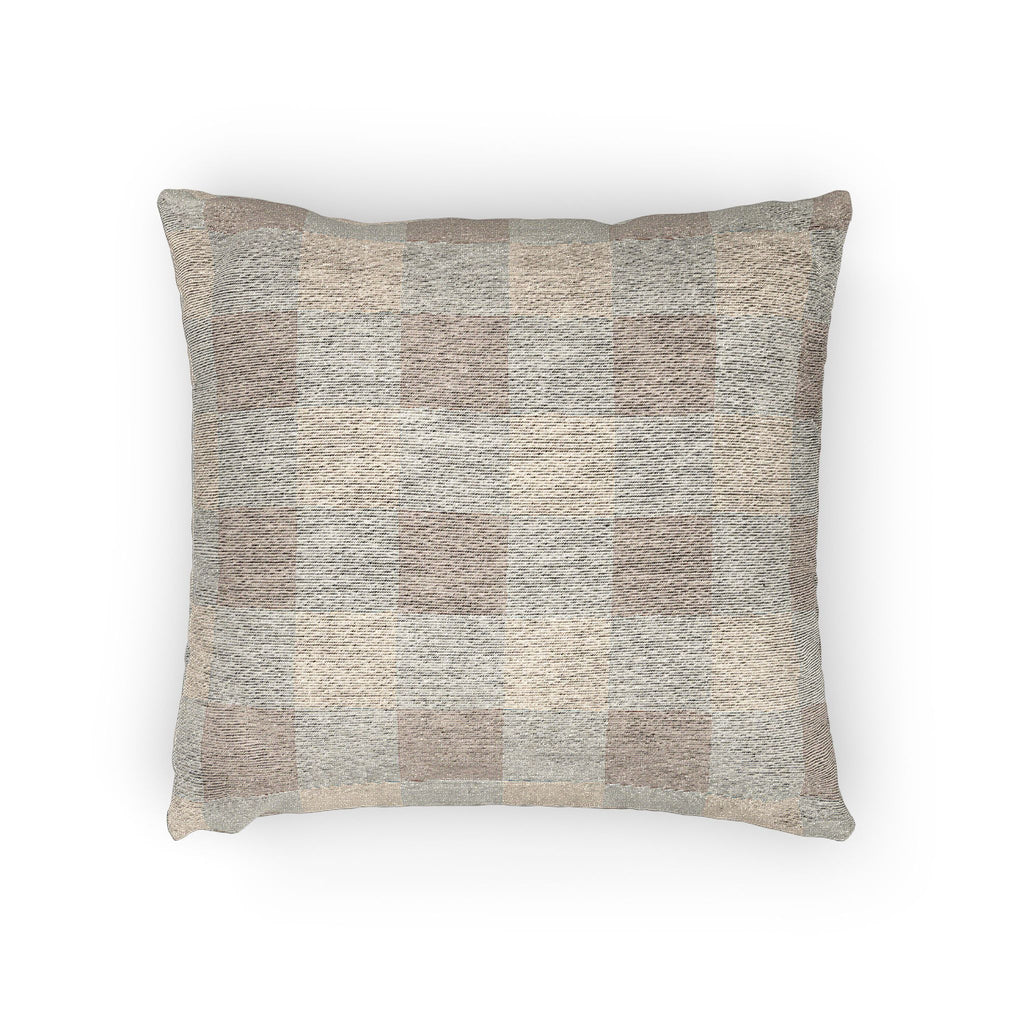 Mushroom Tonal Buffalo Check Woven Pillow