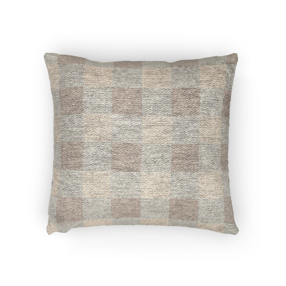 Mushroom Tonal Buffalo Check Woven Pillow
