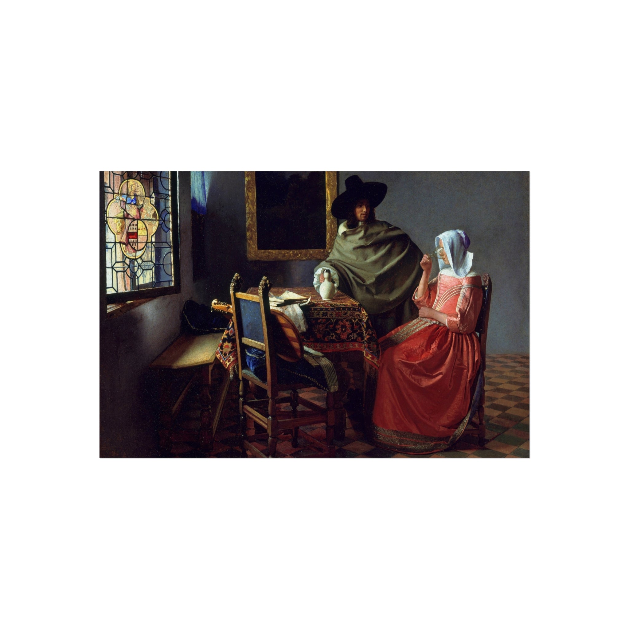 Jan Vermeer van Delft - The Glass of Wine - Google Art Project | Fine Art Poster