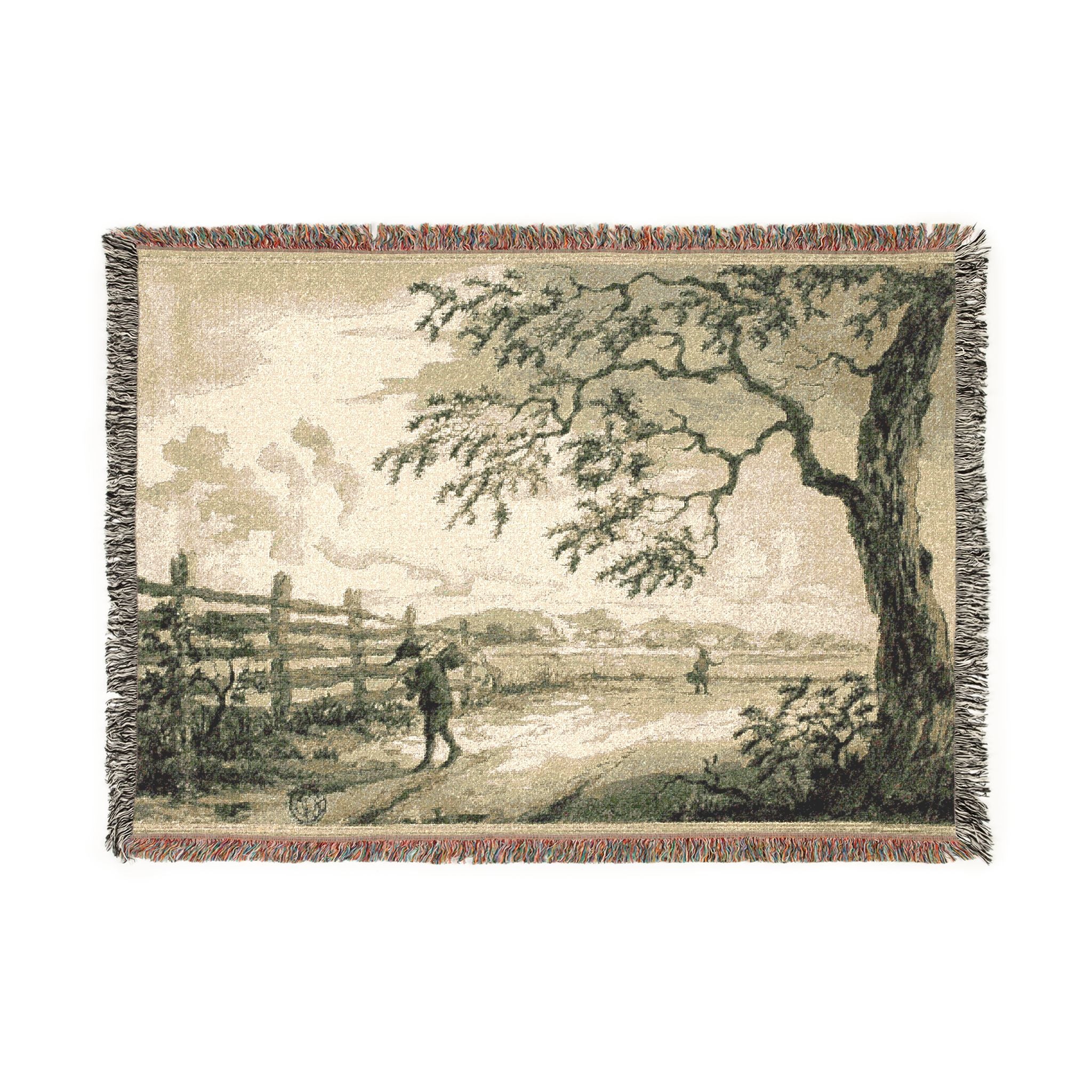 Style of Jacob van Ruisdael - Figures with Baskets on Road | Woven Tapestry Blanket