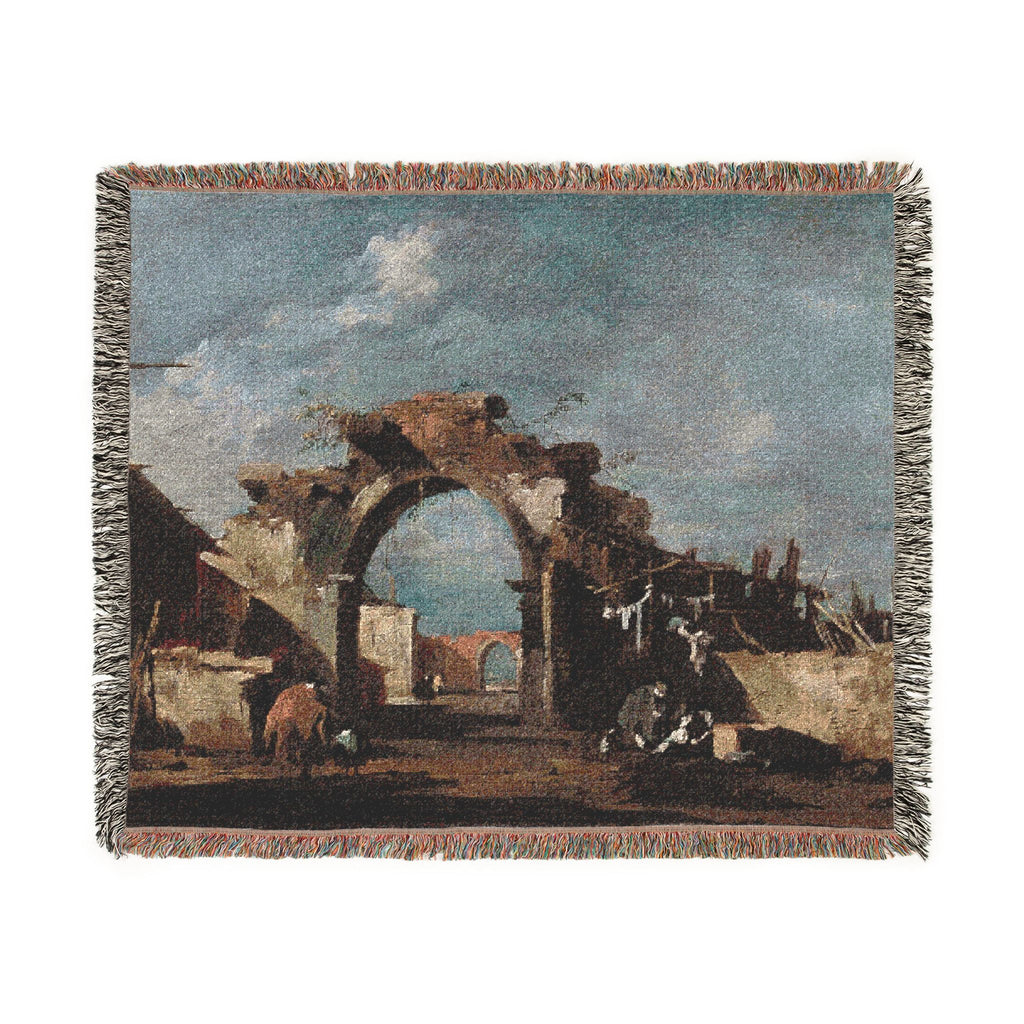 Francesco Guardi - Ruined Archway | Woven Tapestry Blanket