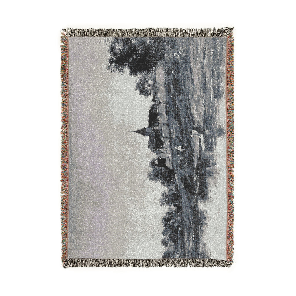 Charles François Daubigny - On the Bank of the Seine at Portejoie | Woven Tapestry Blanket