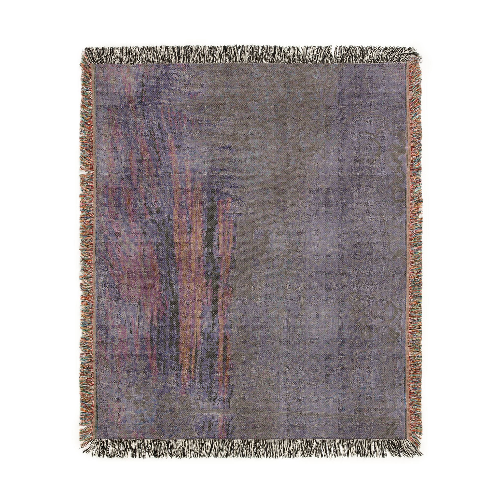 Vincent van Gogh - Cottages with a Woman Working in the Middle Ground | Woven Tapestry Blanket