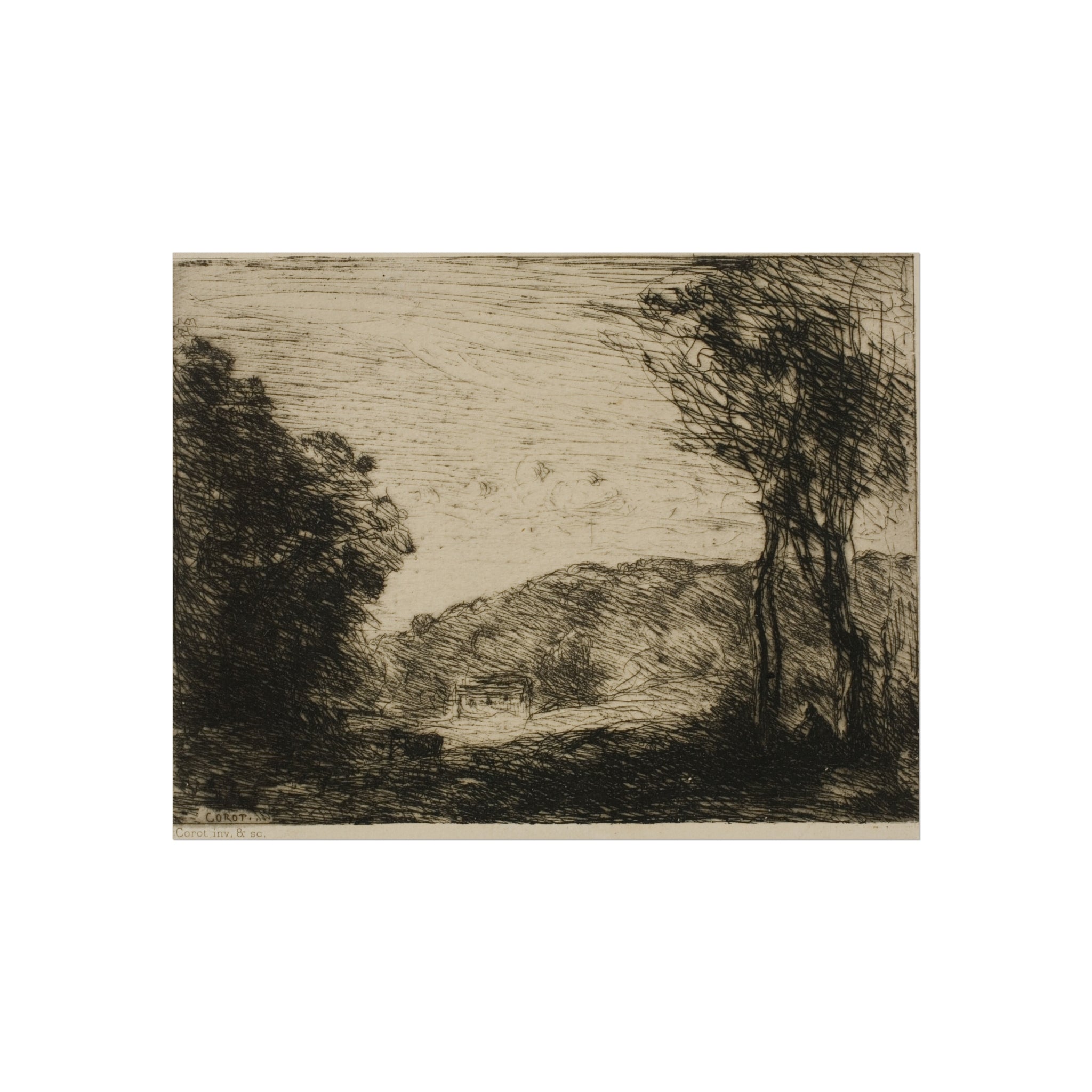 Jean Baptiste Camille Corot - Wooded Countryside | Fine Art Poster