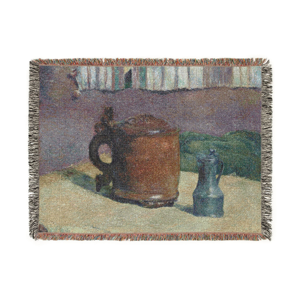 Paul Gauguin - Still Life Wood Tankard and Metal Pitcher | Woven Tapestry Blanket