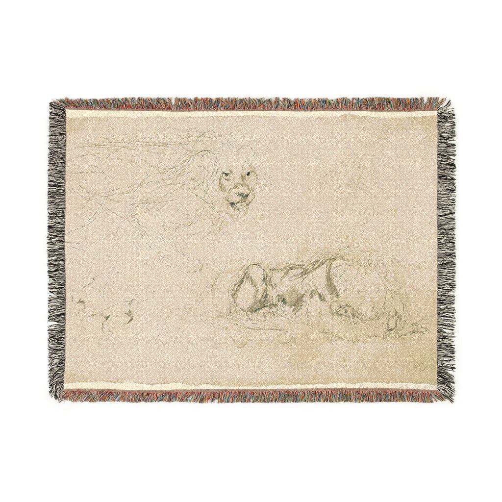 Eugène Delacroix - Studies of Lions | Woven Tapestry Blanket