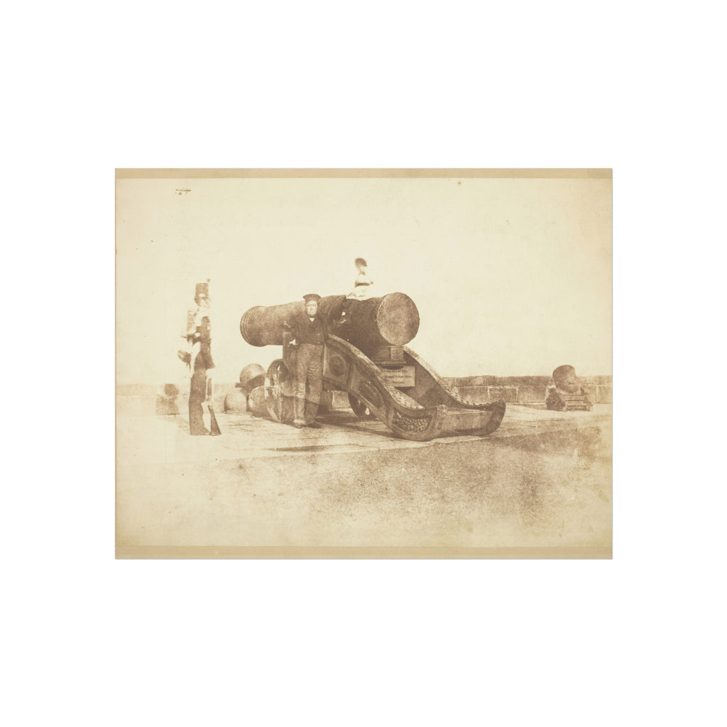 David Octavius Hill - The cannon 'Mons Meg' at Edinburgh Castle, and a private in the 2nd battalion of Royal Scots who g | Fine Art Poster