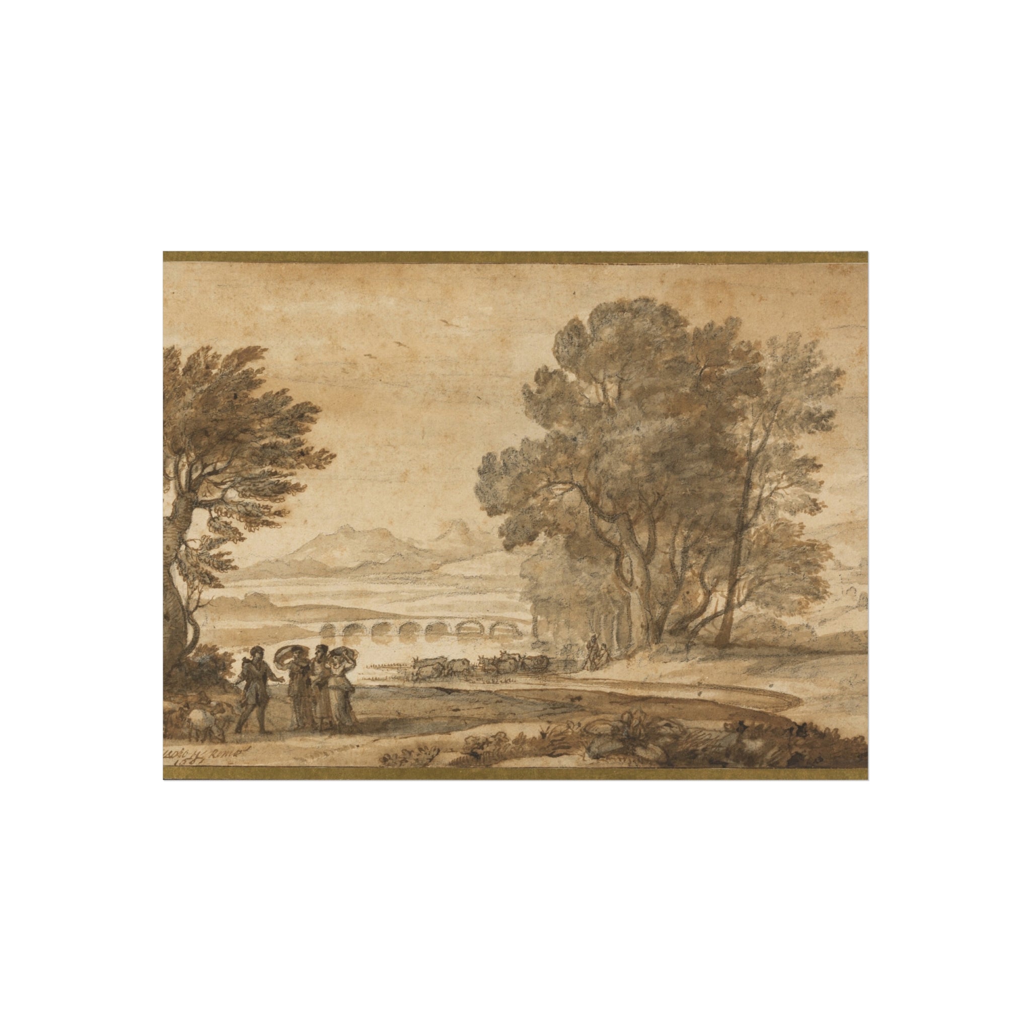 Claude Lorrain - A Wooded River Landscape with Jacob, Laban, and His Daughters | Fine Art Poster