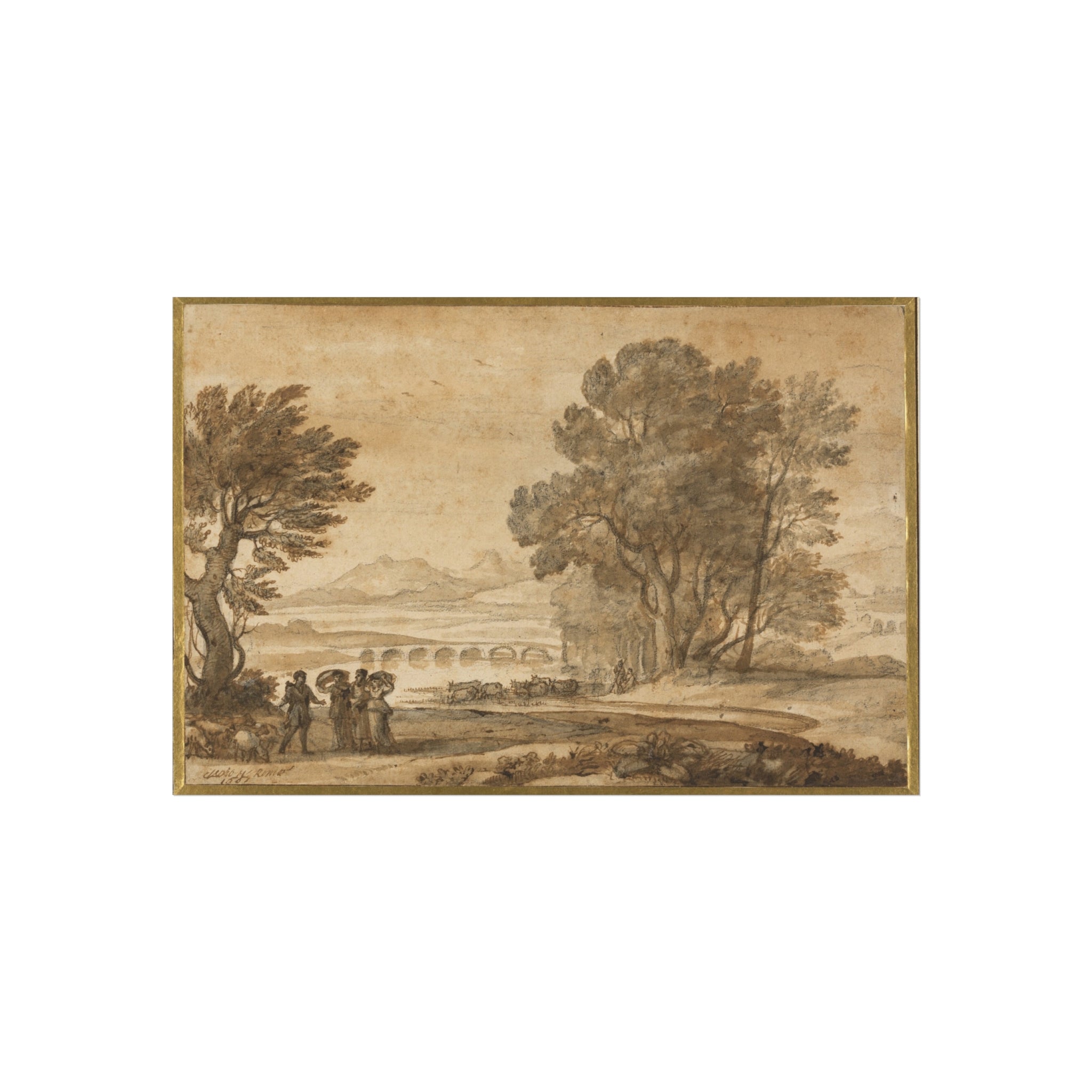 Claude Lorrain - A Wooded River Landscape with Jacob, Laban, and His Daughters | Fine Art Poster