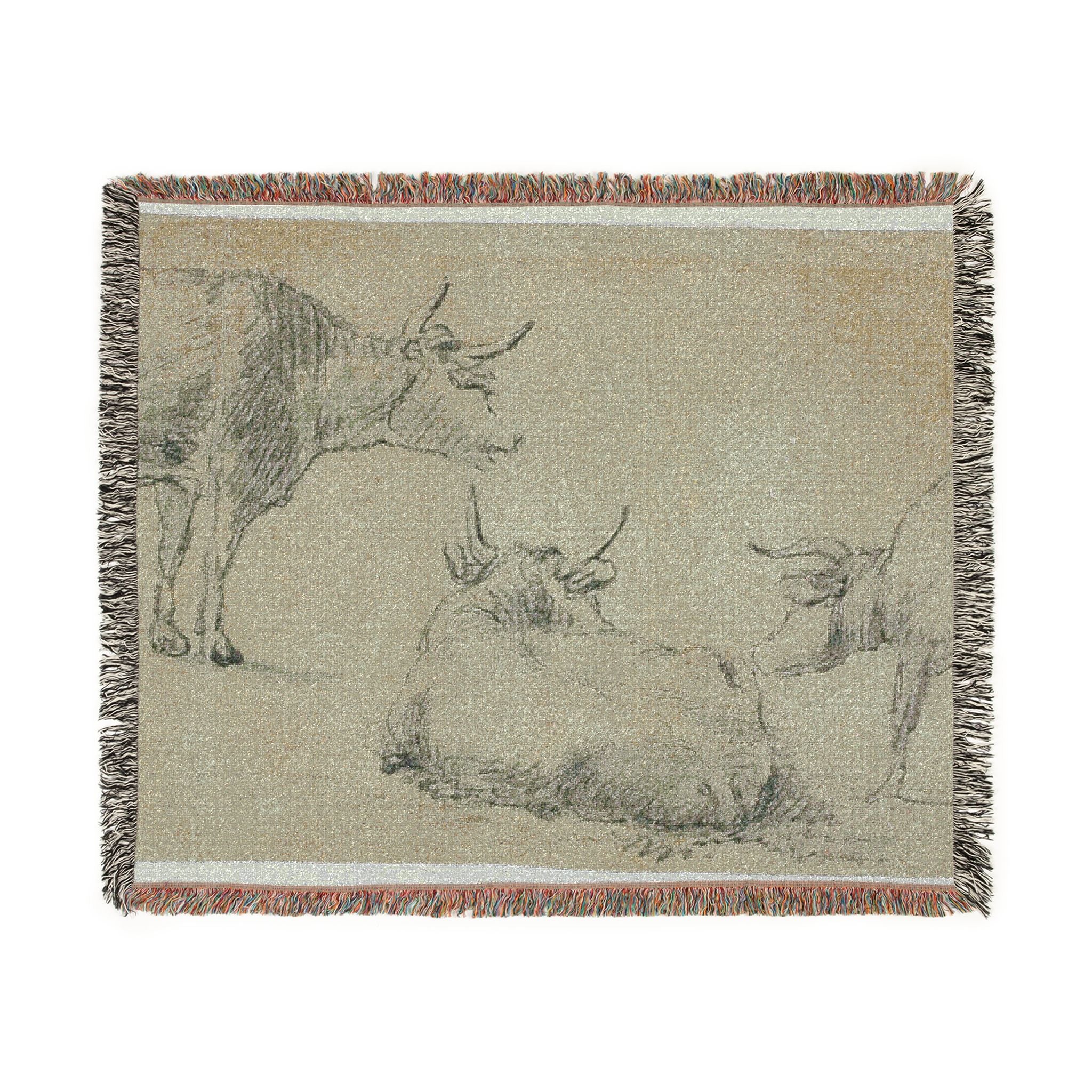 Aelbert Cuyp - Three Sketches of Cows | Woven Tapestry Blanket