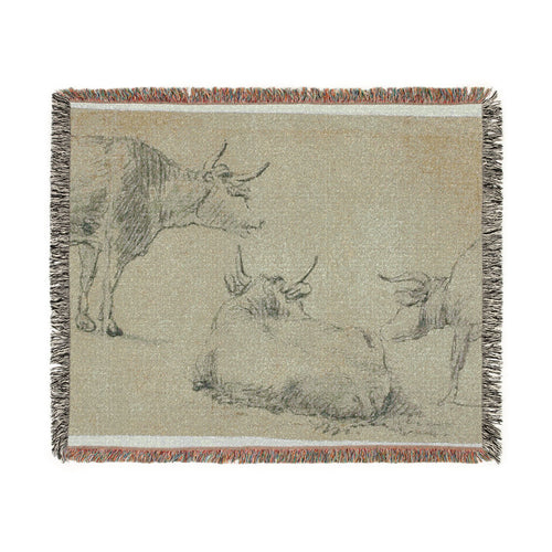 Aelbert Cuyp - Three Sketches of Cows | Woven Tapestry Blanket