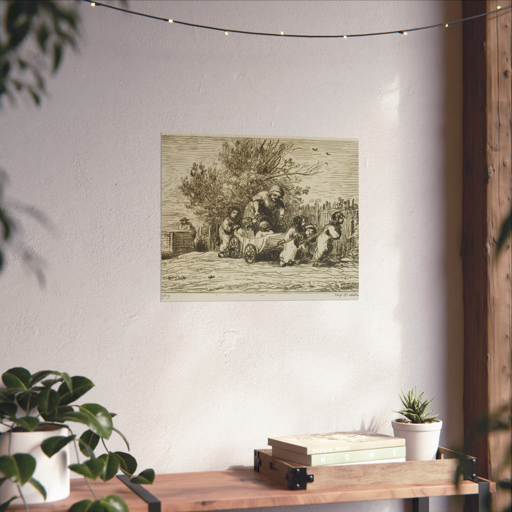 Charles François Daubigny - The Heritage of the Wagon (The Children with the Wagon) | Fine Art Poster