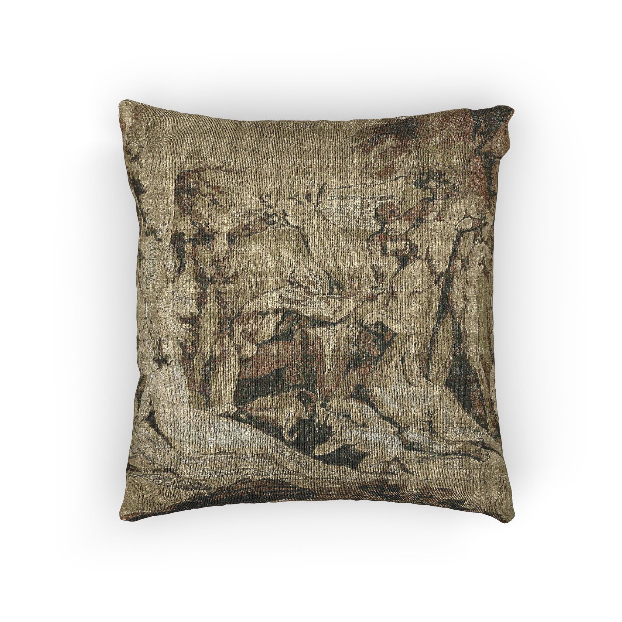 Nicolas Poussin - Drunken Silenus Satyr and Nymphs | Woven Pillow