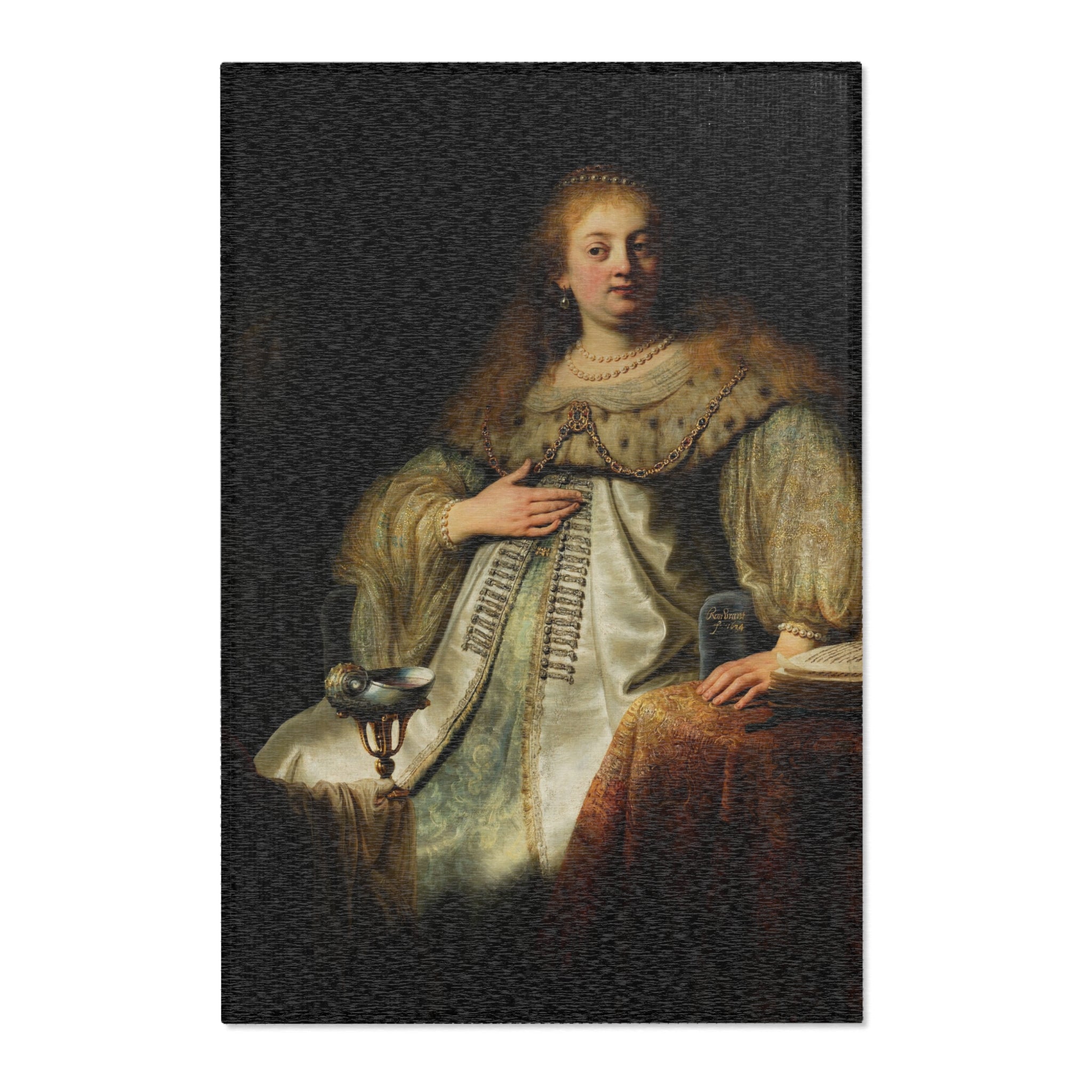 Judith at the Banquet of Holofernes (previously known as Artemisia), by Rembrandt, from Prado in Google Earth | Area Rug