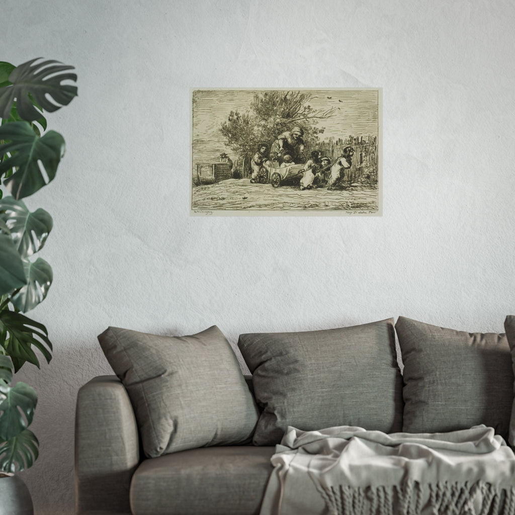 Charles François Daubigny - The Heritage of the Wagon (The Children with the Wagon) | Fine Art Poster