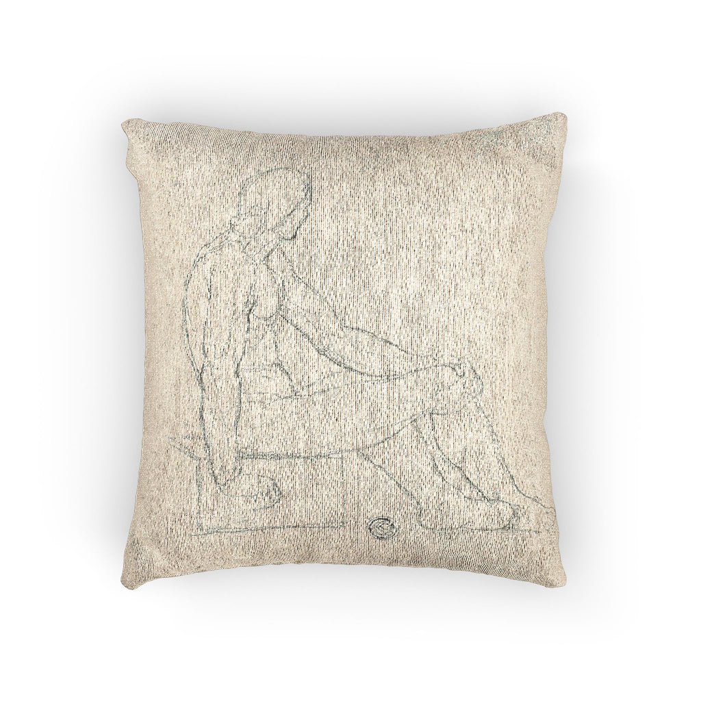 Style of Jacques Louis David - Seated Male Nude | Woven Pillow