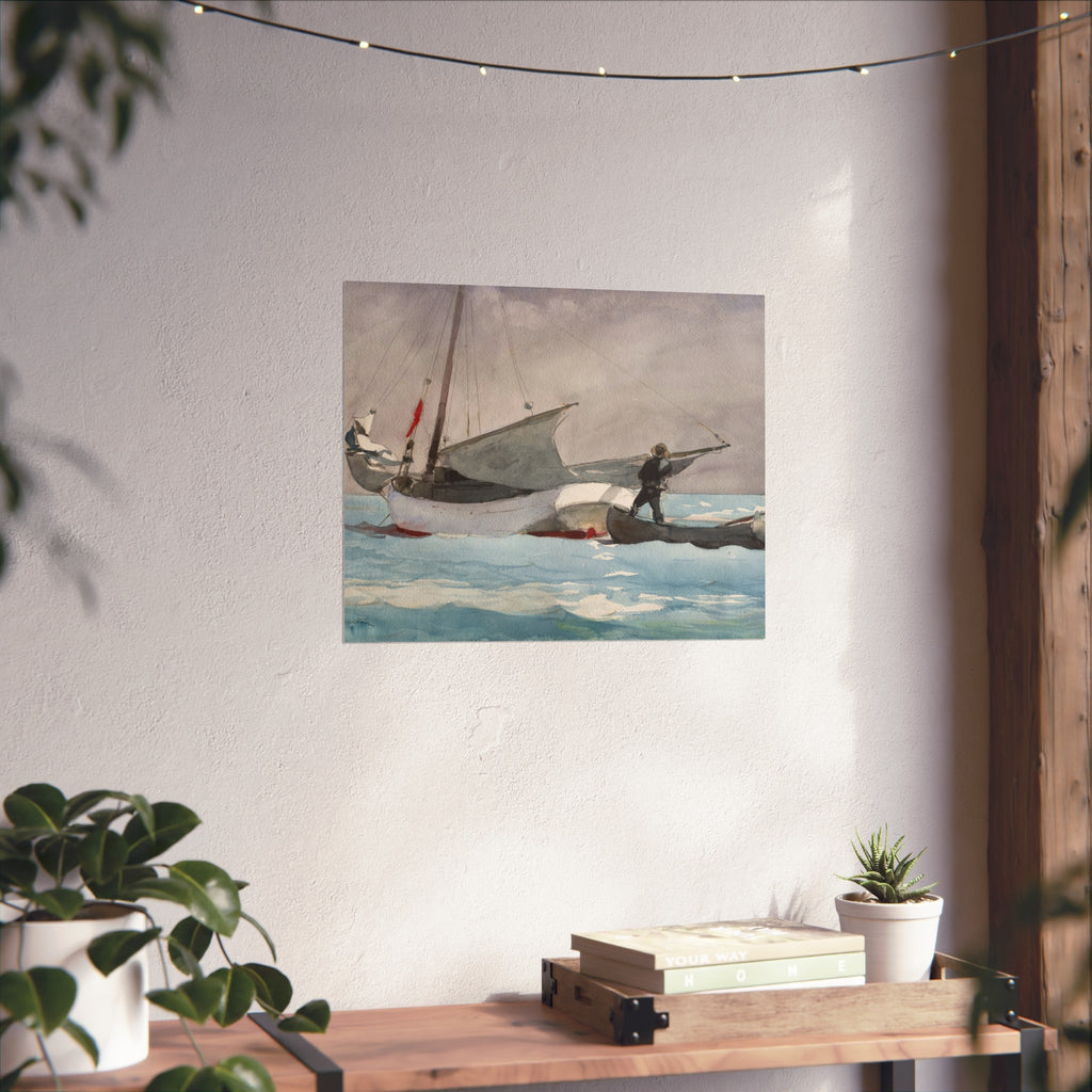 Winslow Homer - Stowing Sail | Fine Art Poster