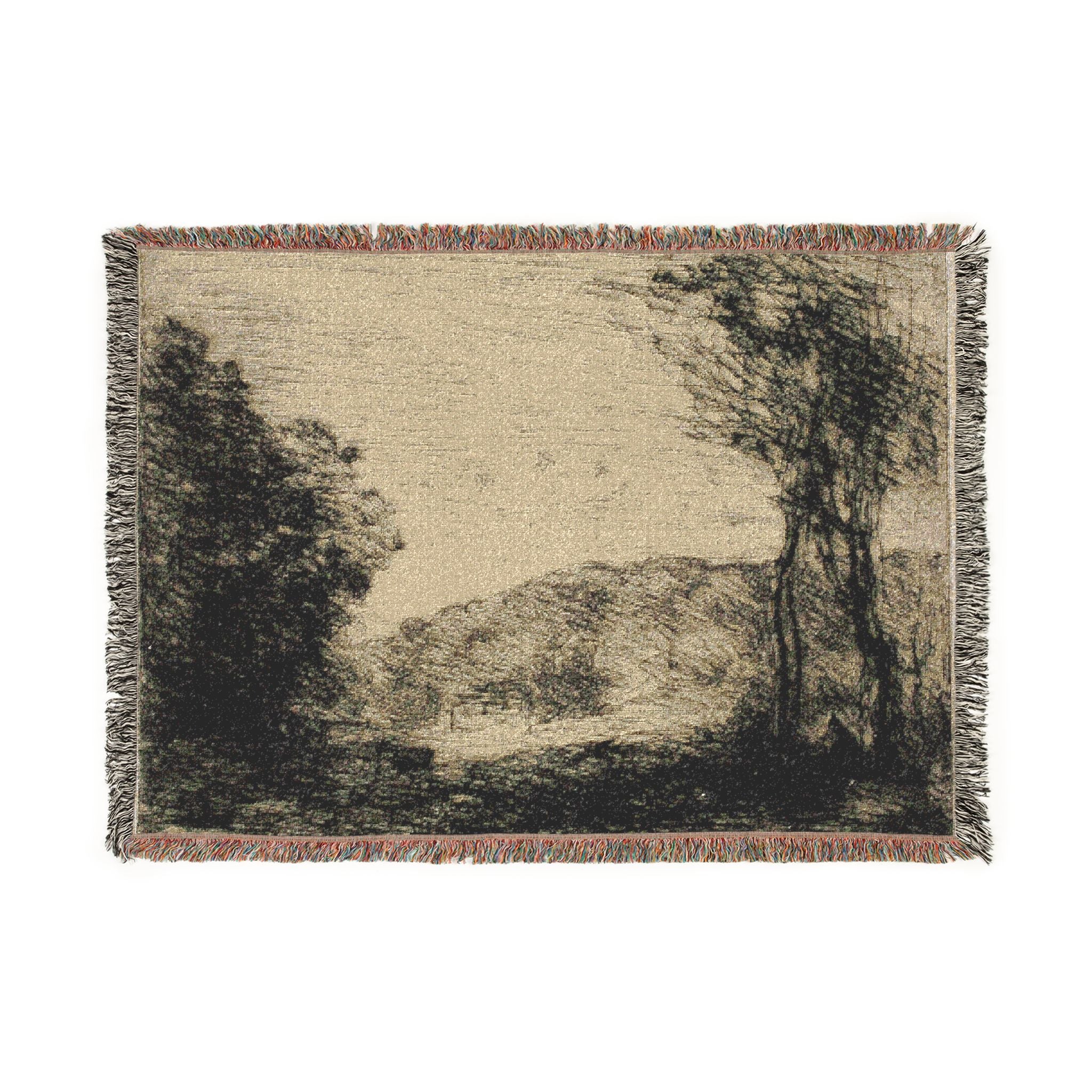 Jean Baptiste Camille Corot - Wooded Countryside | Woven Tapestry Blanket