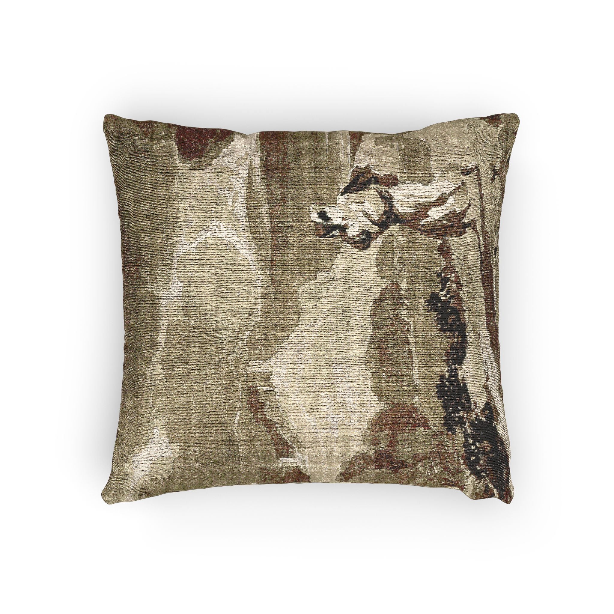 John Constable - Woman with Baby Fleeing Across Moors | Woven Pillow