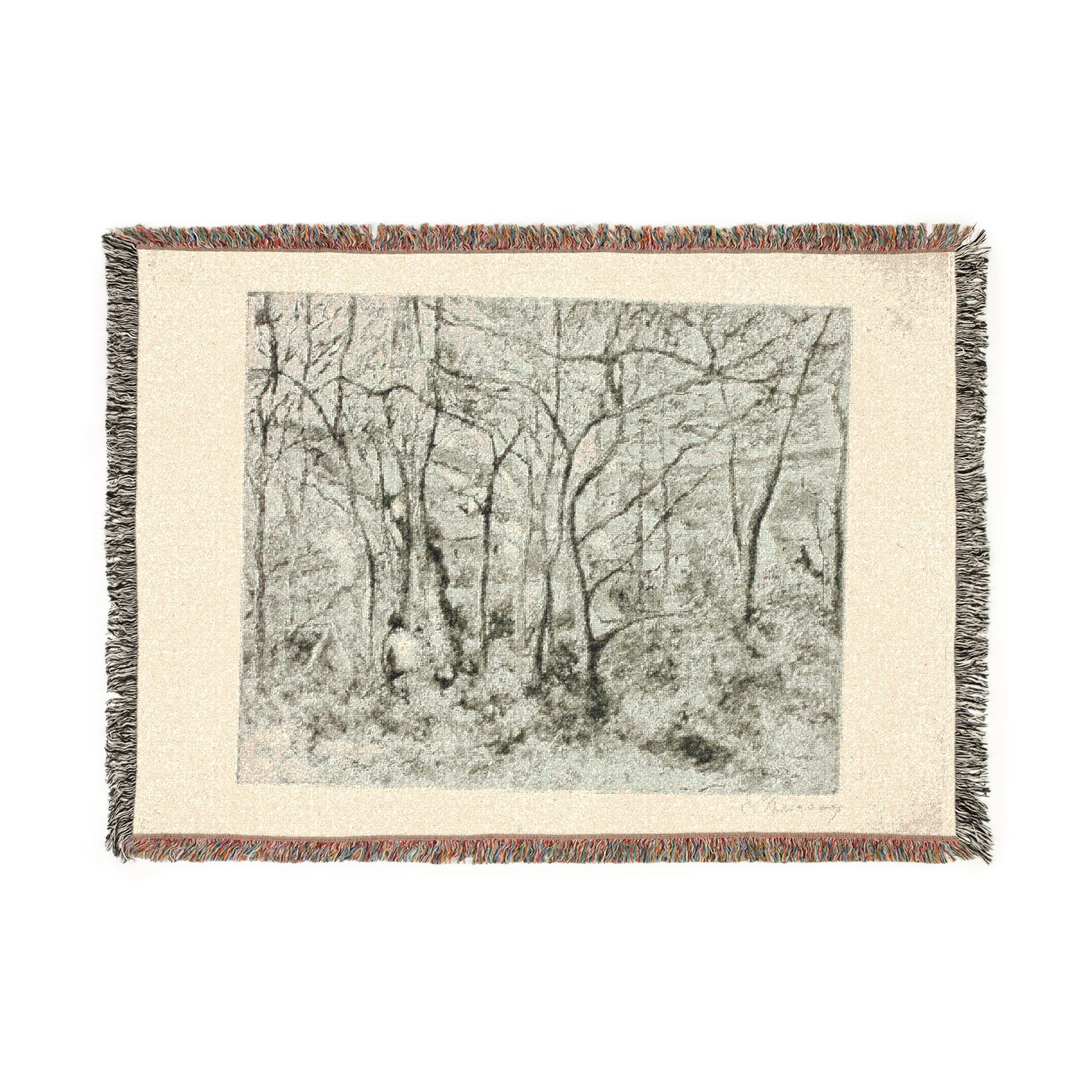 Camille Pissarro - Woodlands at the Hermitage | Woven Tapestry Blanket