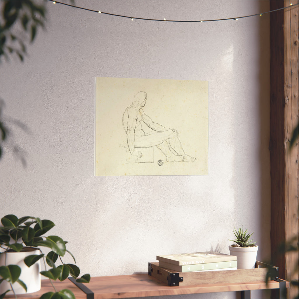 Style of Jacques Louis David - Seated Male Nude | Fine Art Poster