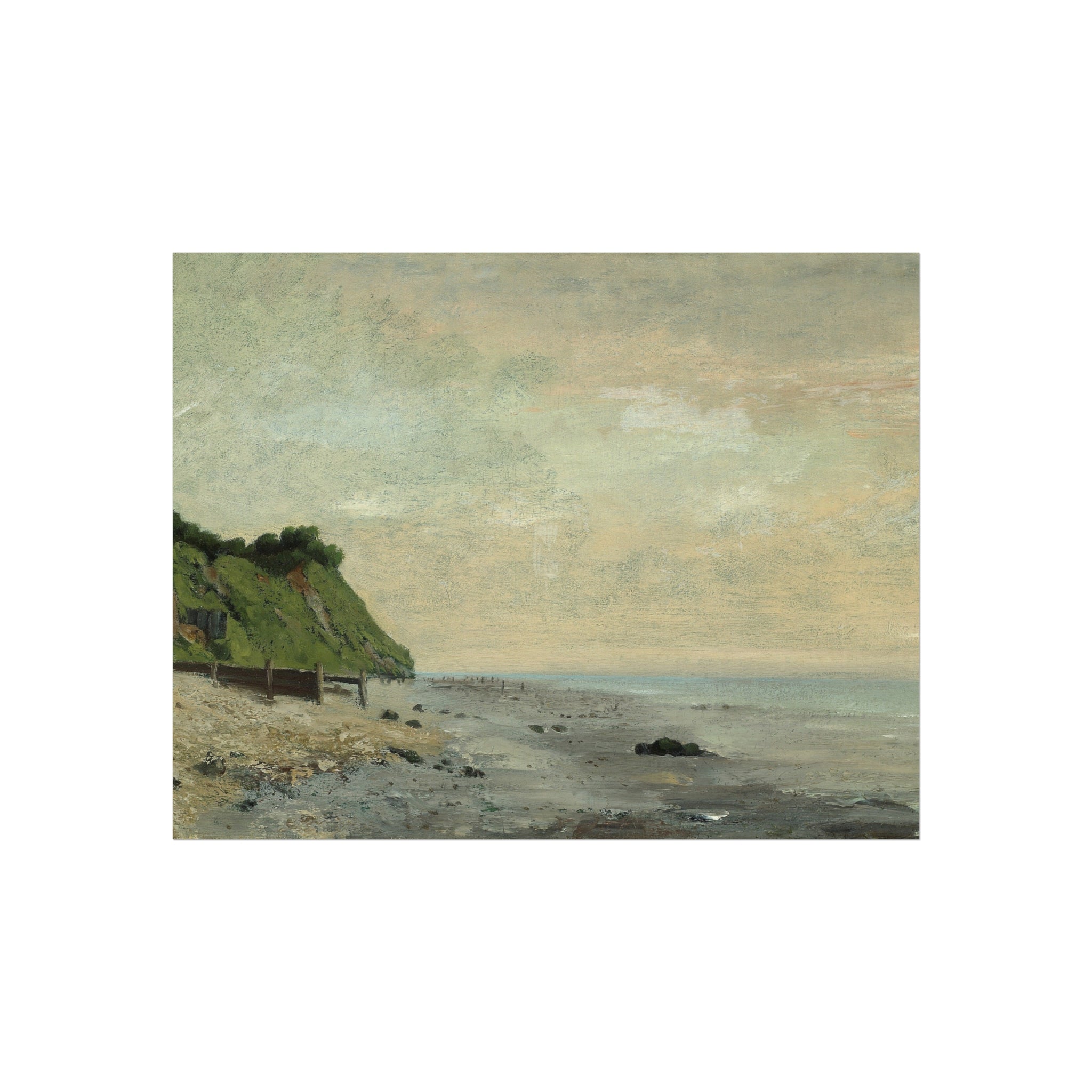 Gustave Courbet - Cliffs on the Sea Coast Small Beach, Sunrise (Falaise au bord de la mer, vu Petite Plage, soleil levan | Fine Art Poster