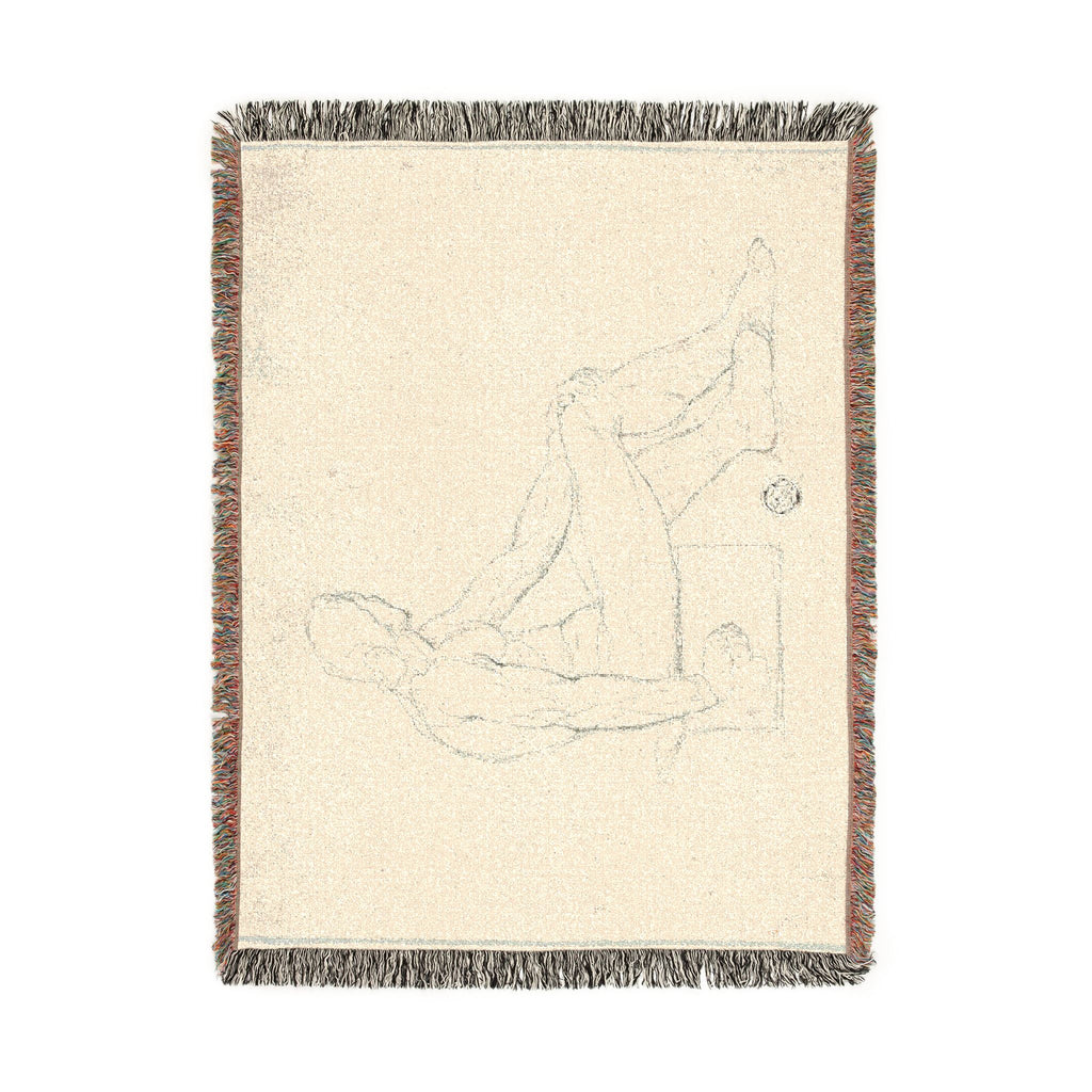 Style of Jacques Louis David - Seated Male Nude | Woven Tapestry Blanket
