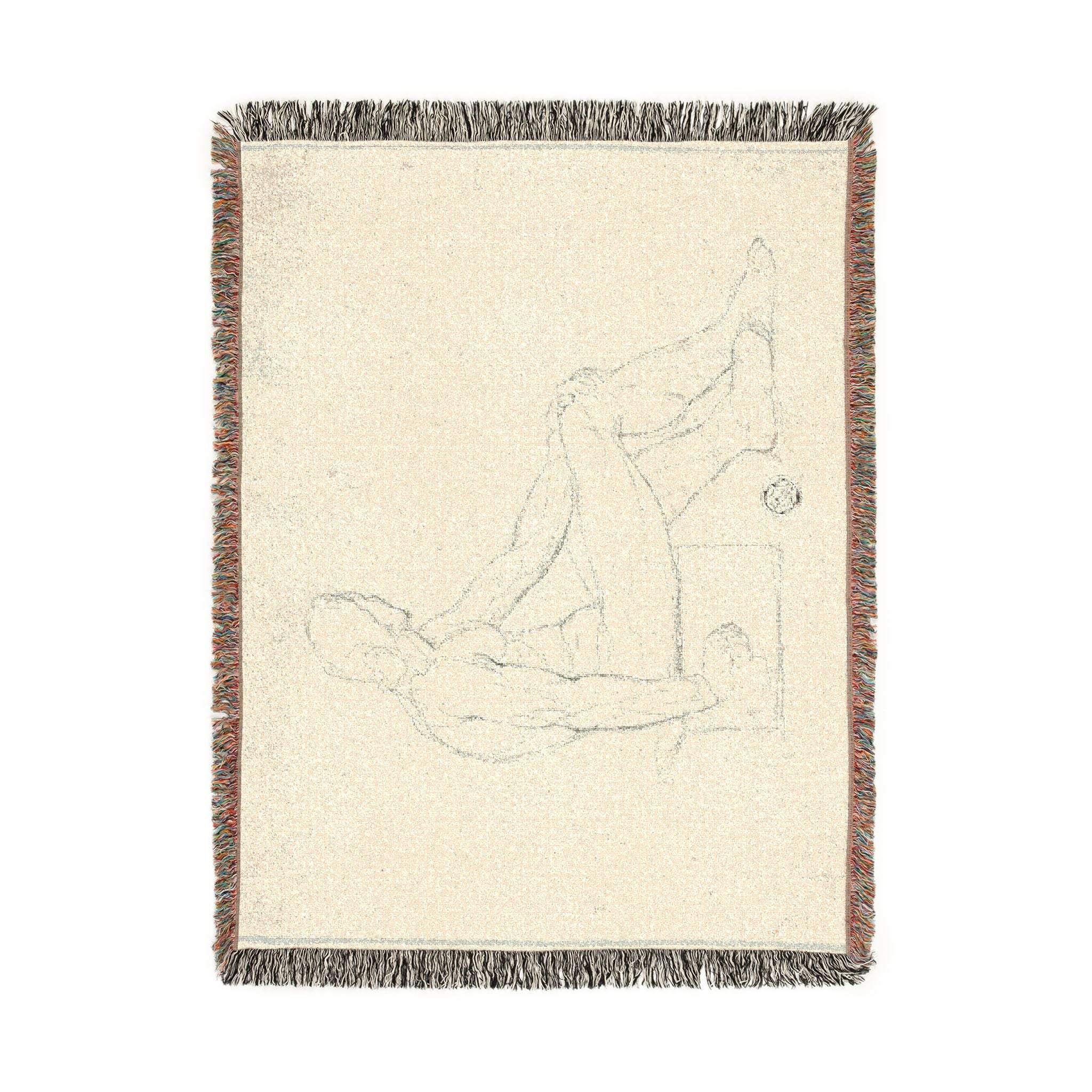 Style of Jacques Louis David - Seated Male Nude | Woven Tapestry Blanket