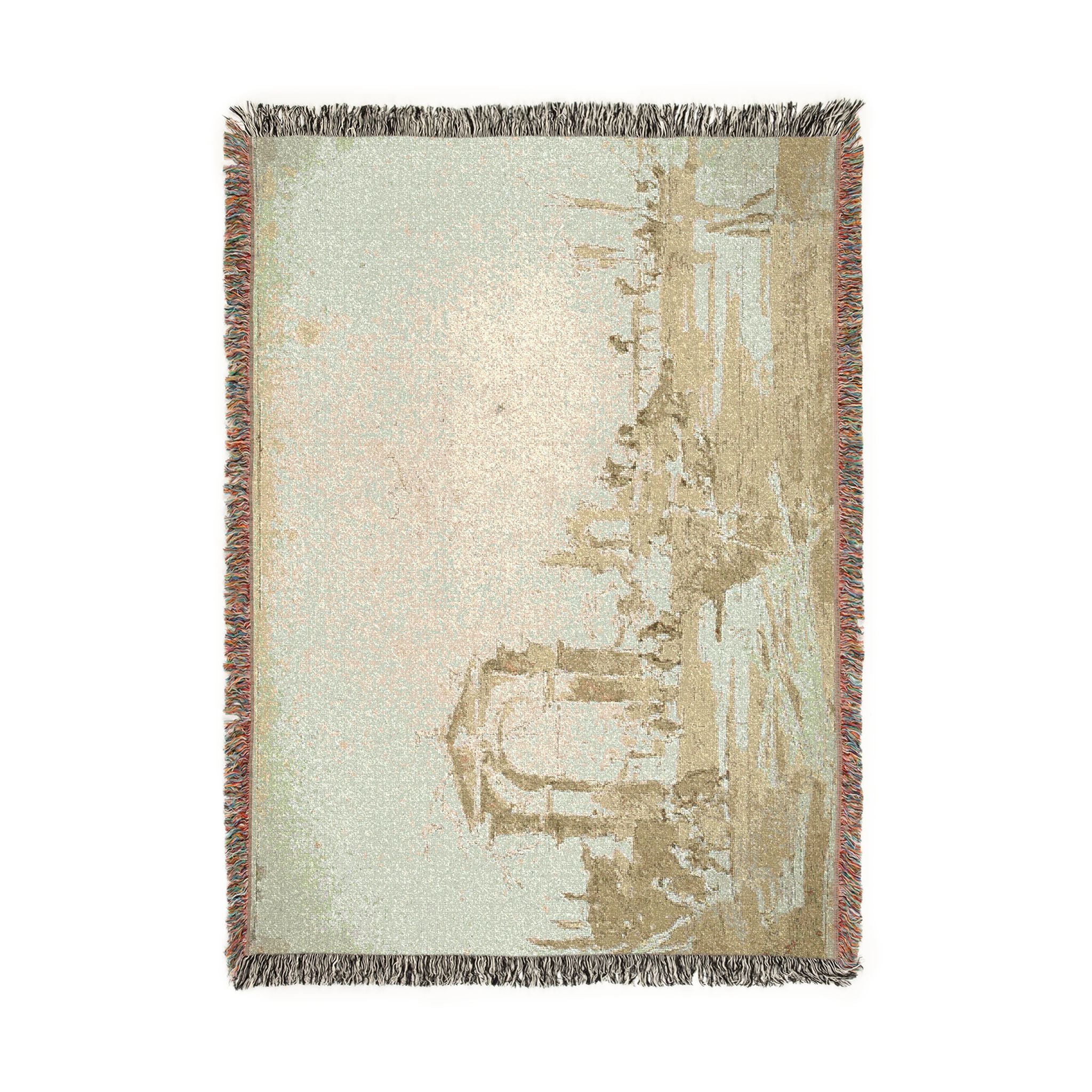Francesco Guardi - Gateway Near a Landing Bridge | Woven Tapestry Blanket