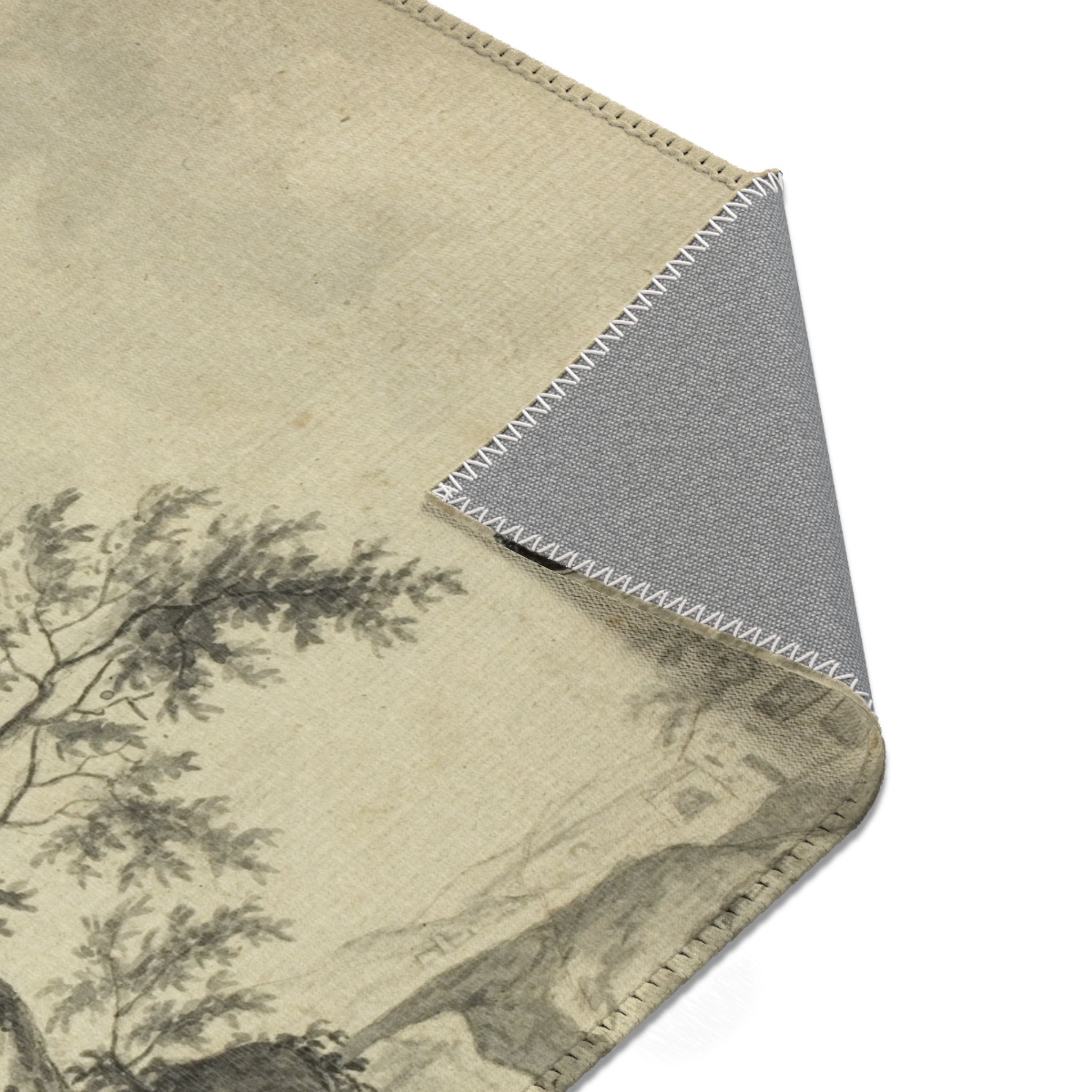 Jacob van Ruisdael - Landscape with Tree on Road to Buildings | Area Rug