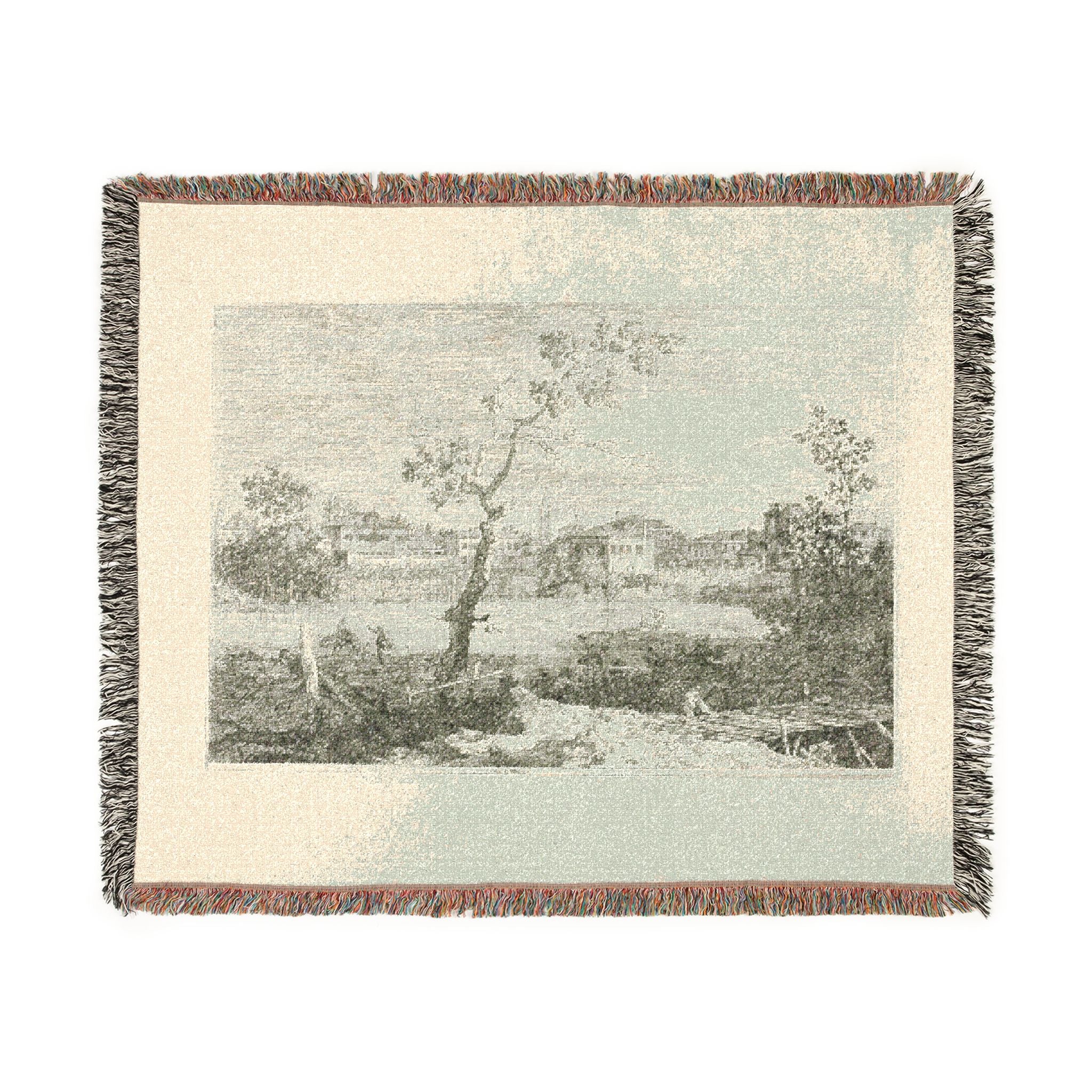 Canaletto - View of a Town on a River Bank, from Vedute | Woven Tapestry Blanket