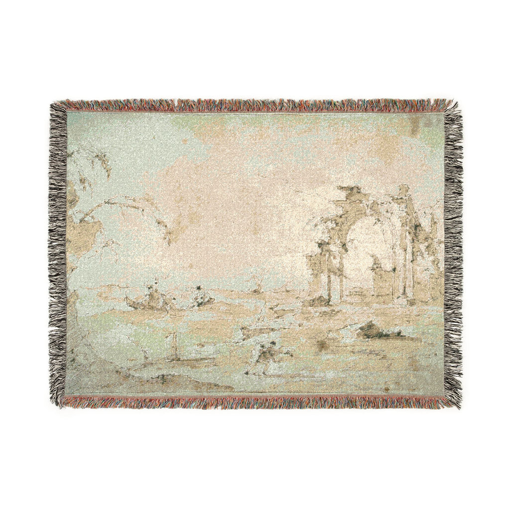 Francesco Guardi - Capriccio with a Squall on the Lagoon | Woven Tapestry Blanket