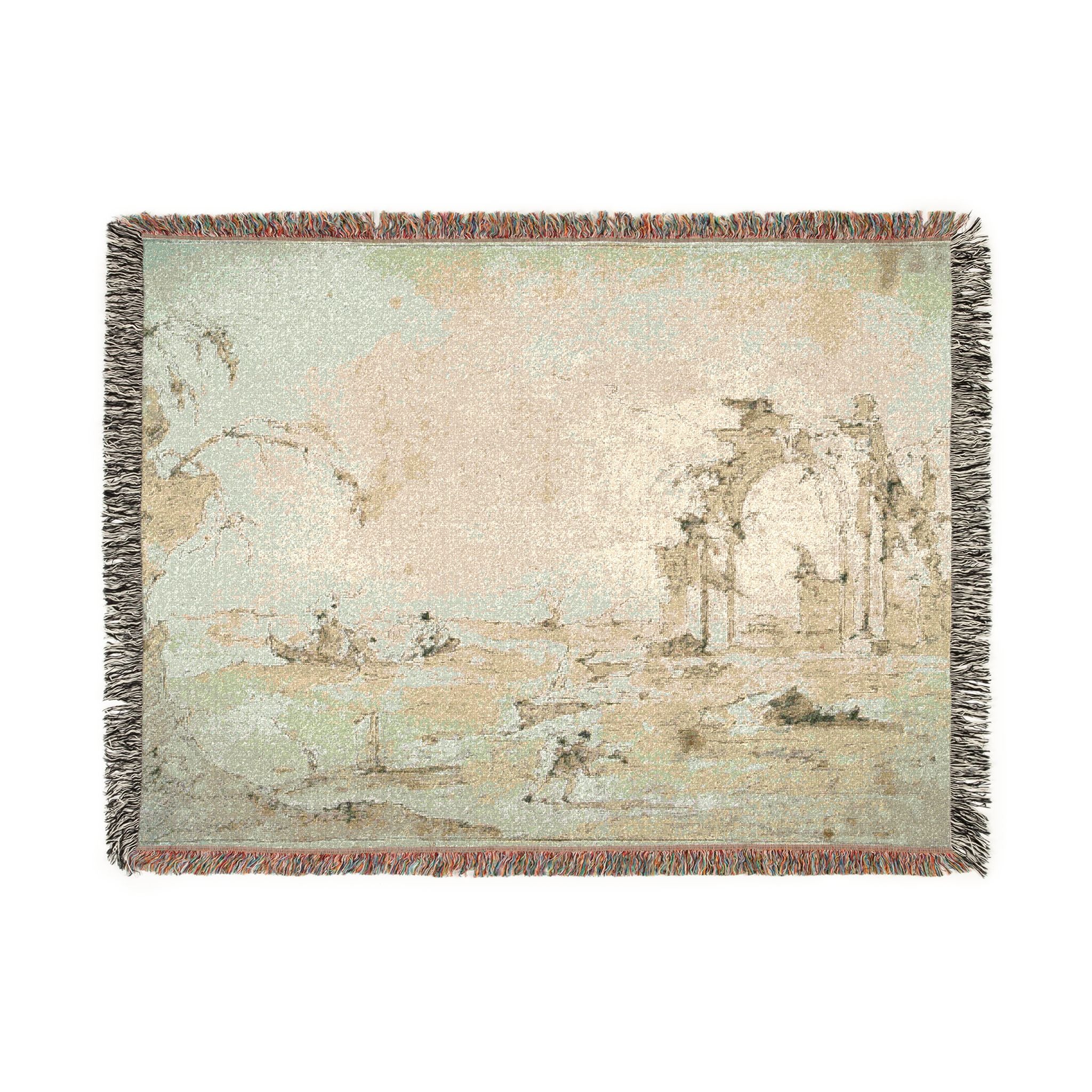 Francesco Guardi - Capriccio with a Squall on the Lagoon | Woven Tapestry Blanket
