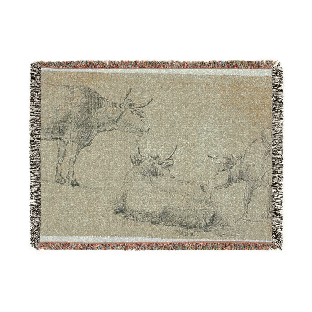 Aelbert Cuyp - Three Sketches of Cows | Woven Tapestry Blanket