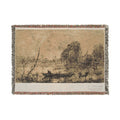 Jean Baptiste Camille Corot - Ville d'Avray Pond with Boatman, Evening | Woven Tapestry Blanket