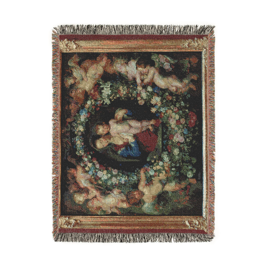 Madonna in a Garland of Flowers - Peter Paul Rubens | Woven Tapestry Blanket