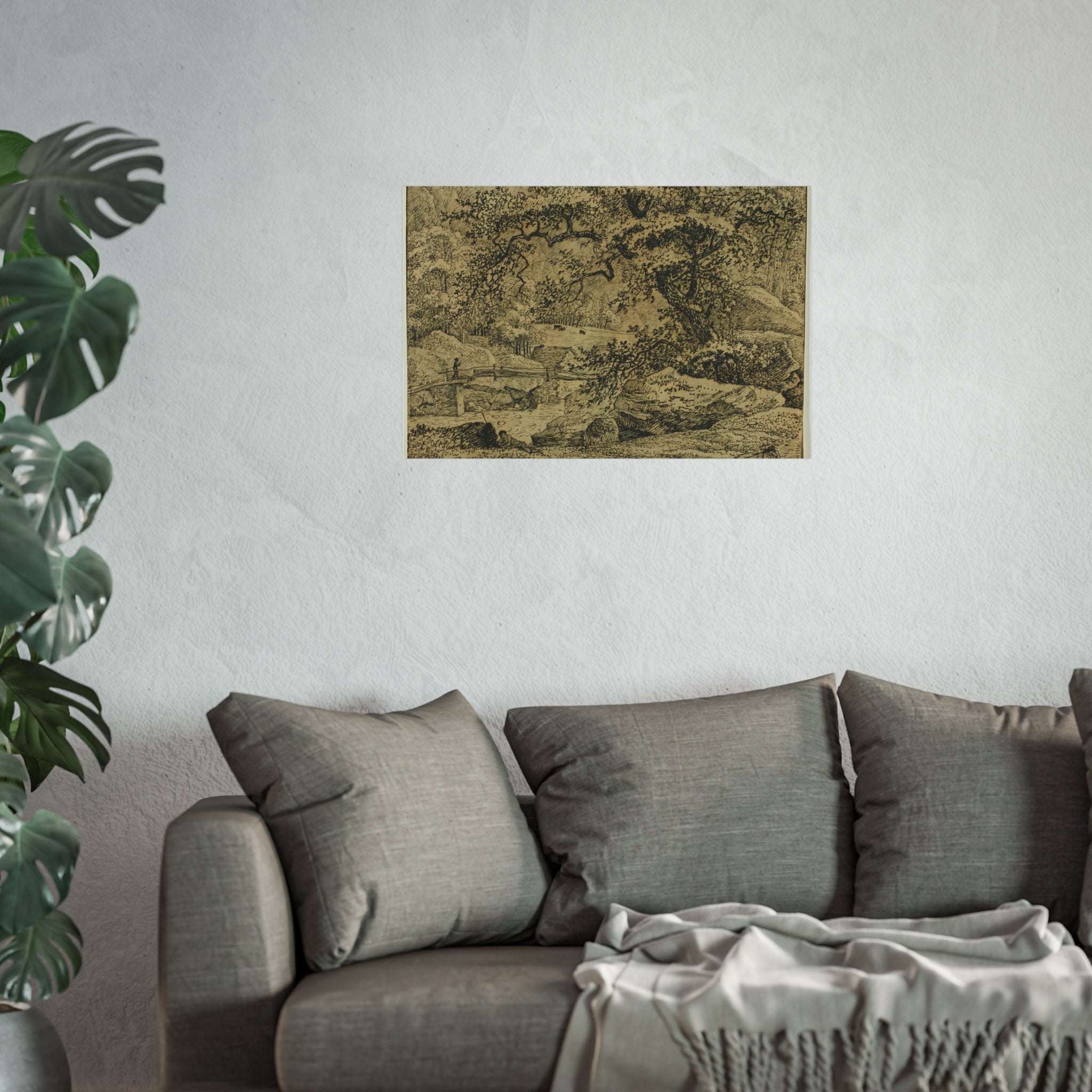 Jacob van Ruisdael - Landscape with Figure Resting Under Tree by Stream | Fine Art Poster