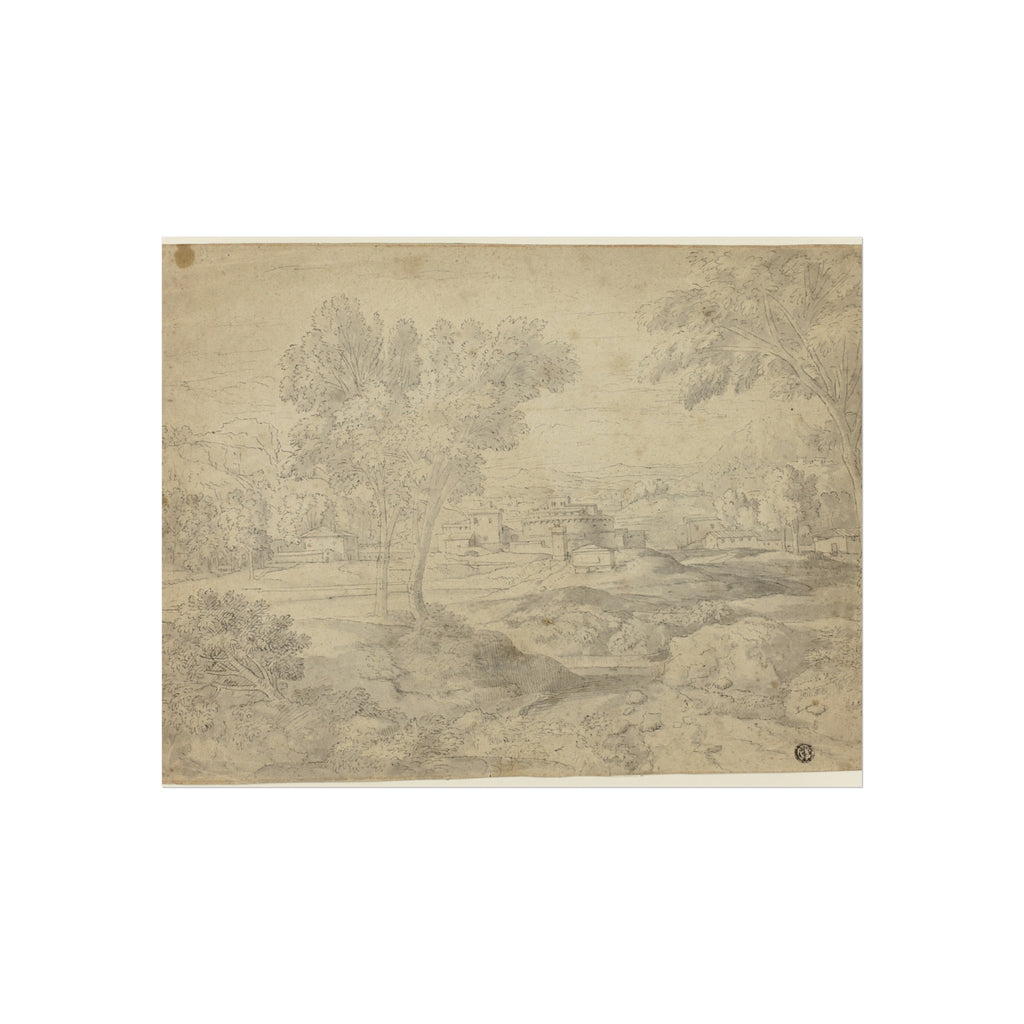 Follower of Nicolas Poussin - Italianate Landscape with Buildings | Fine Art Poster