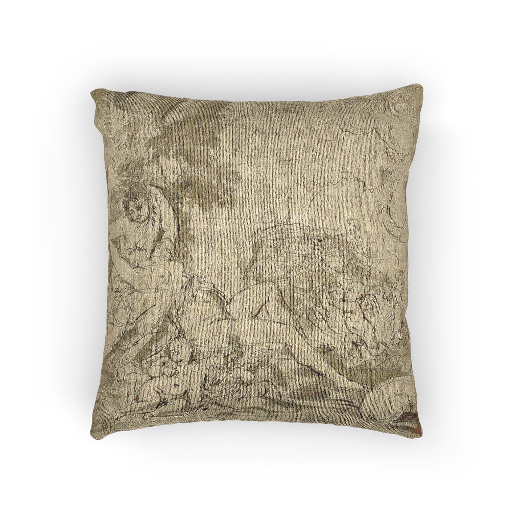 Nicolas Poussin - Figures, Chariot and Dog | Woven Pillow
