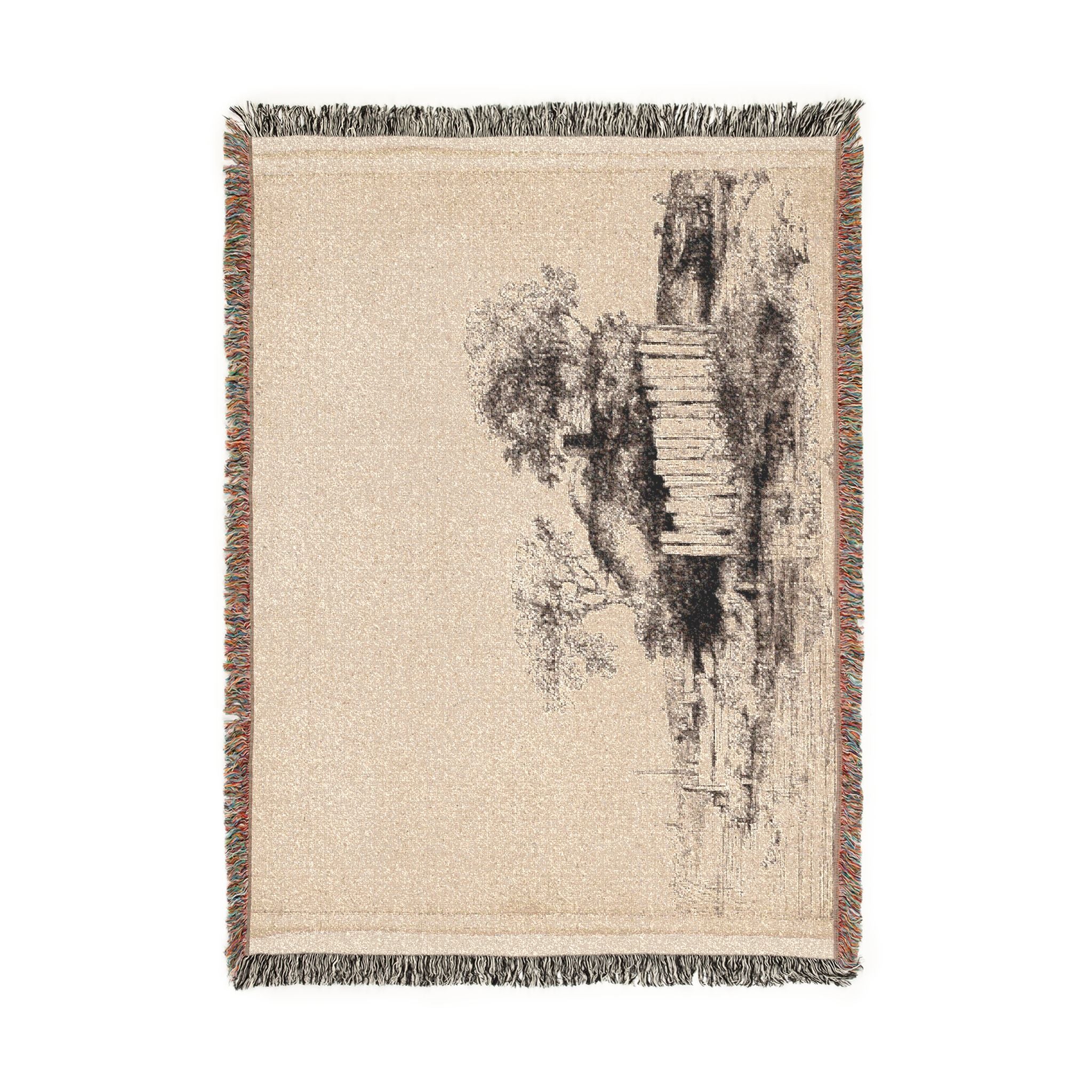 Rembrandt van Rijn - A Cottage with White Paling | Woven Tapestry Blanket
