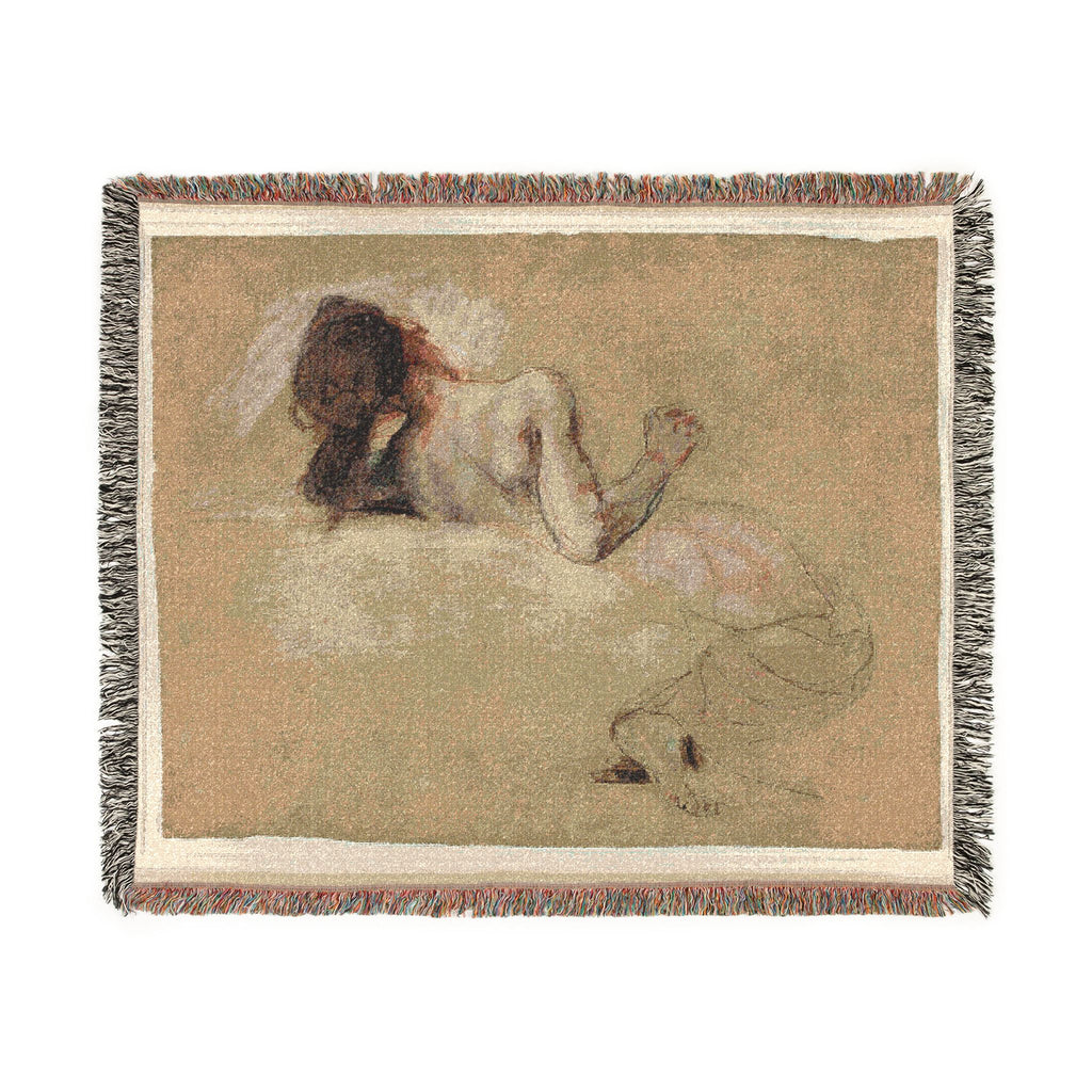 Eugène Delacroix - Crouching Woman | Woven Tapestry Blanket