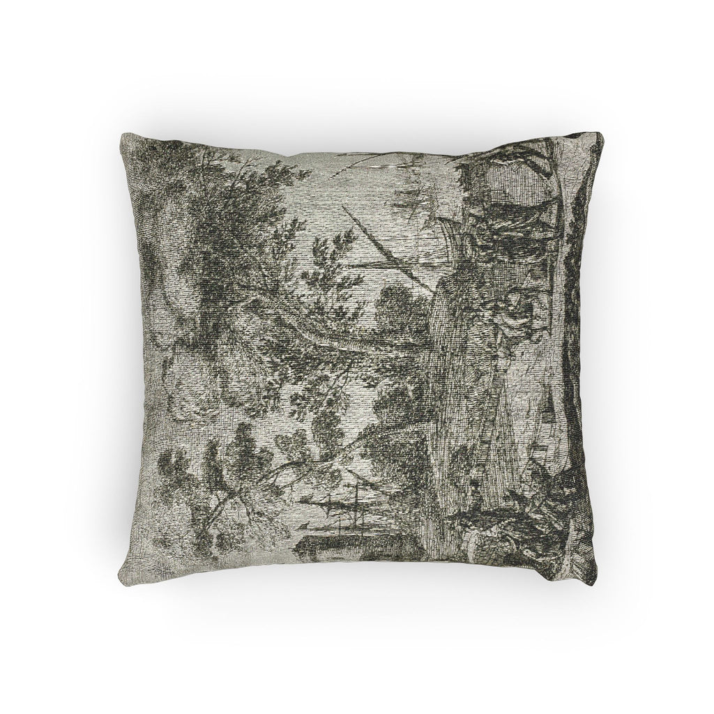 Claude Lorrain - Coast Scene with an Artist Drawing | Woven Pillow