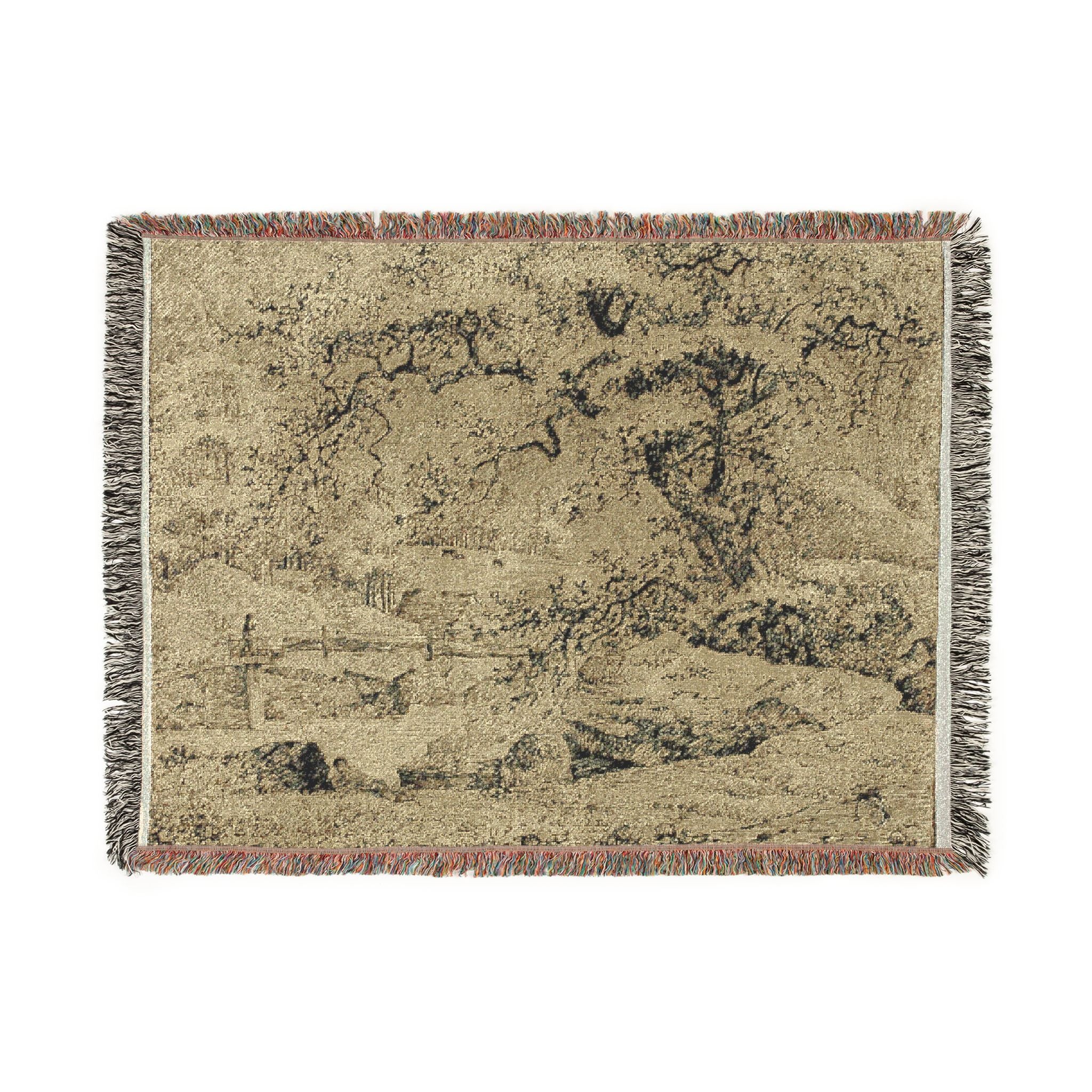 Jacob van Ruisdael - Landscape with Figure Resting Under Tree by Stream | Woven Tapestry Blanket