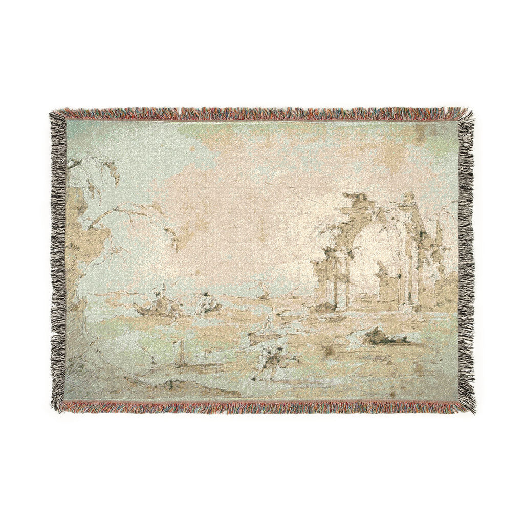 Francesco Guardi - Capriccio with a Squall on the Lagoon | Woven Tapestry Blanket