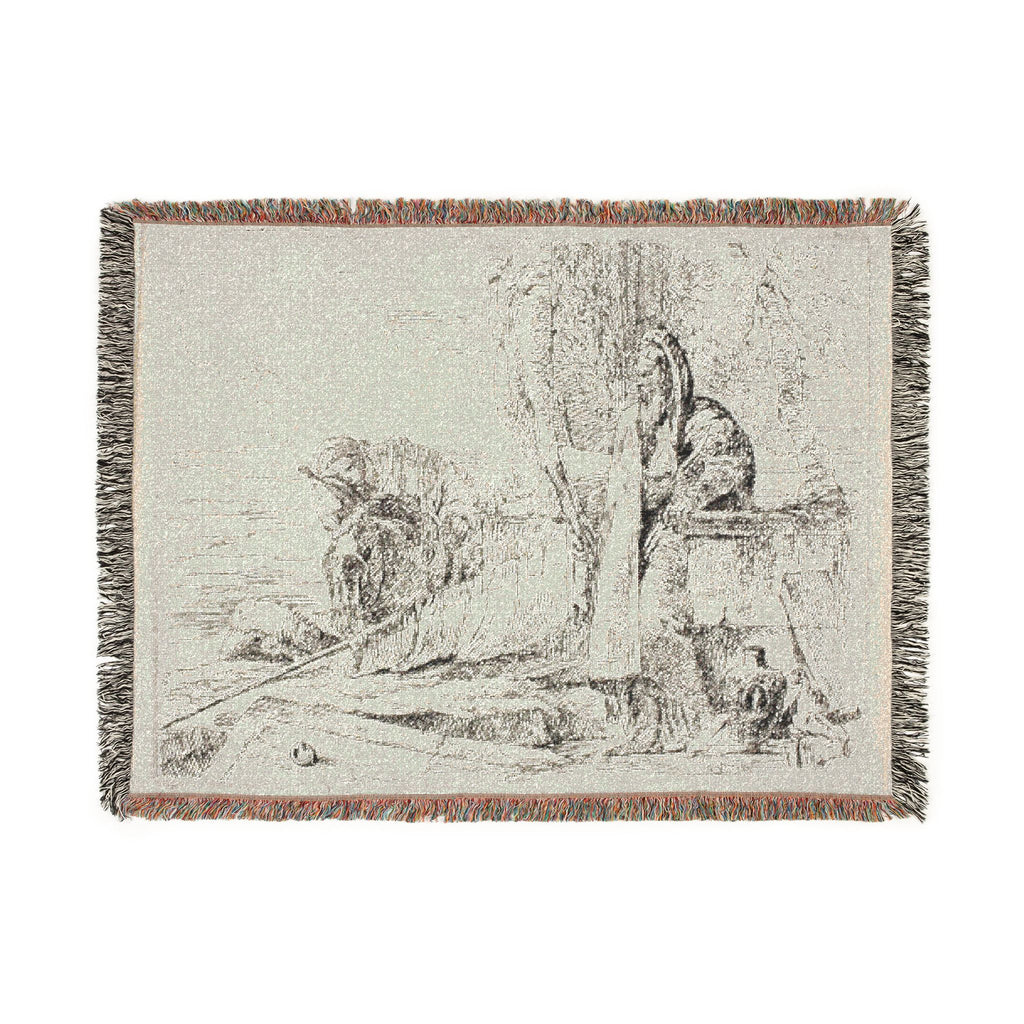 Giovanni Battista Tiepolo - Standing Philosopher and Two Other Figures, from Capricci | Woven Tapestry Blanket