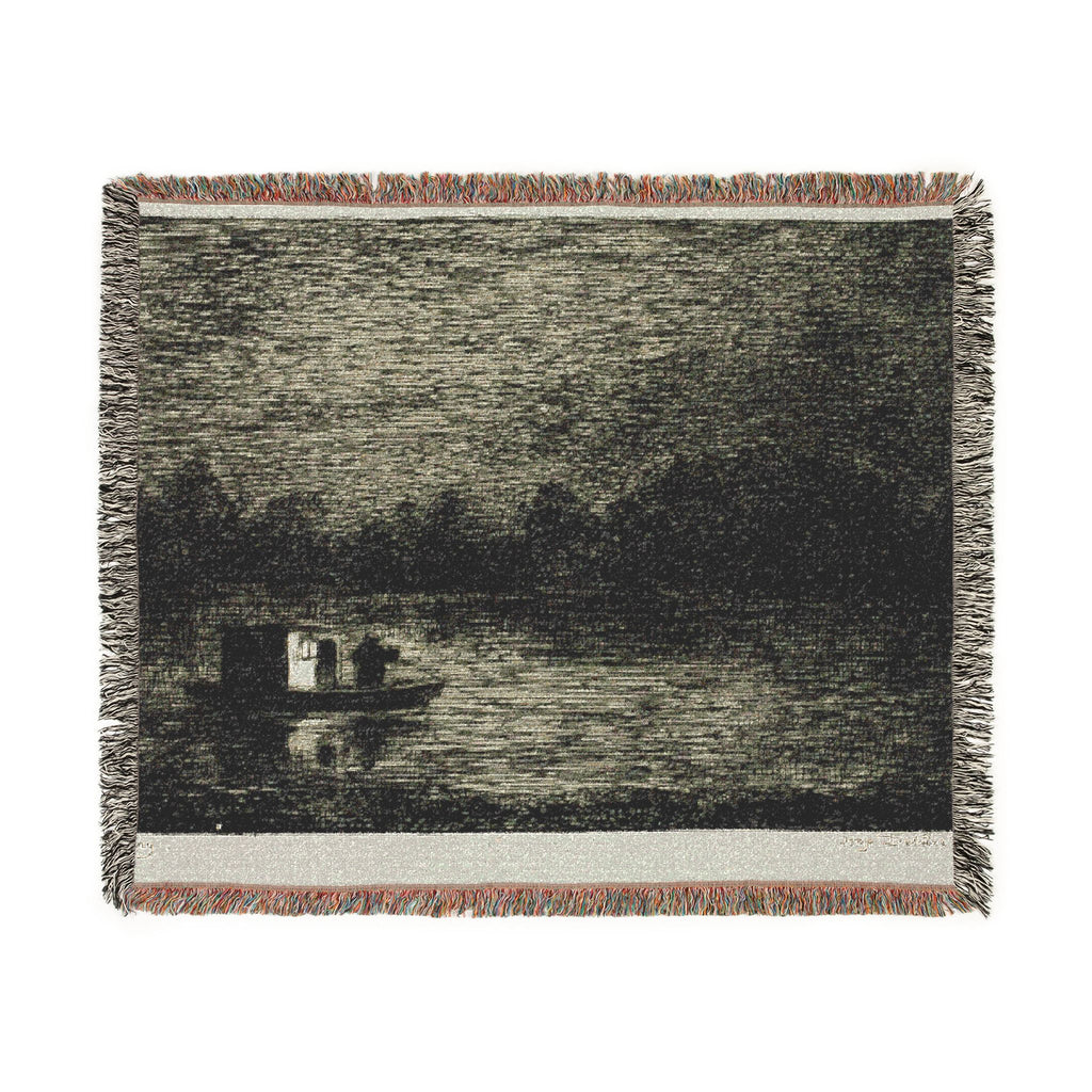 Charles François Daubigny - Night Voyage (The Fishing Net) | Woven Tapestry Blanket