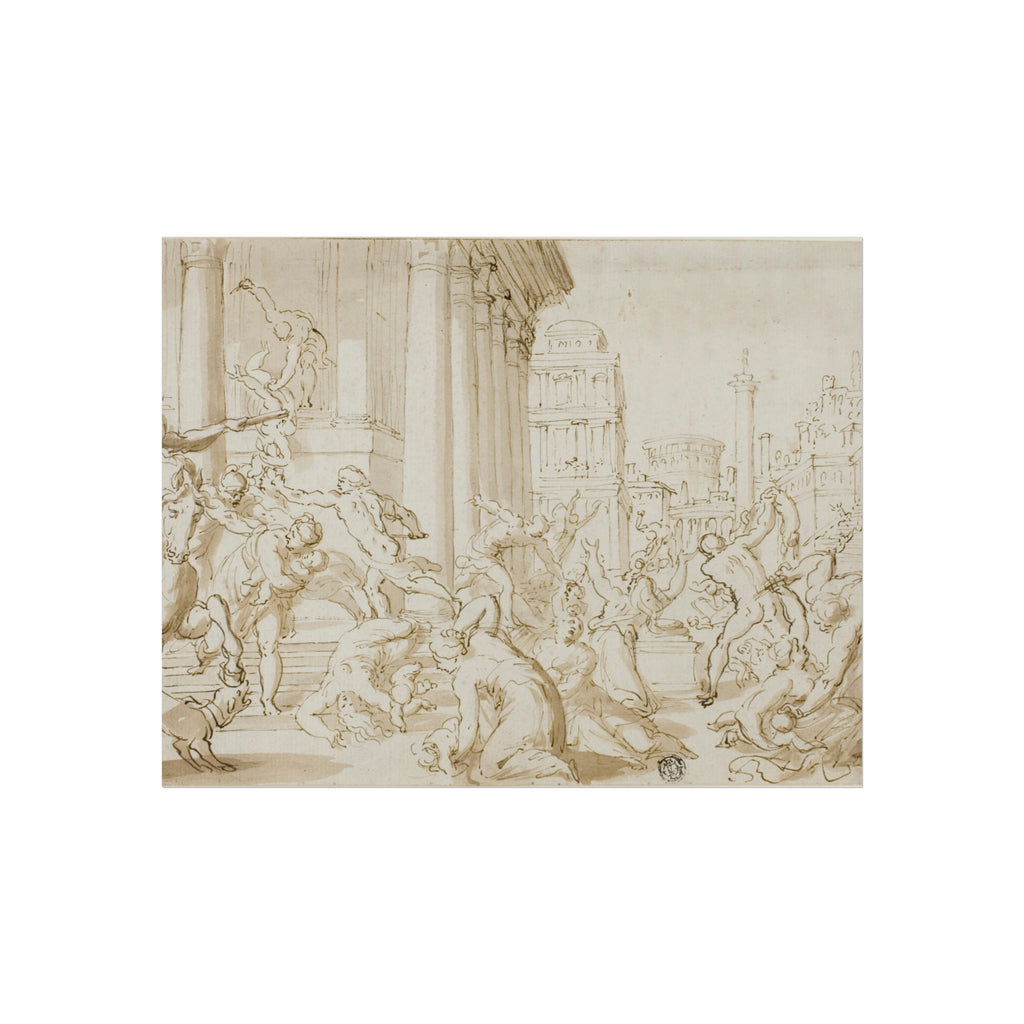 School of Nicolas Poussin - Massacre of the Innocents (recto); Figure Sketches (verso) | Fine Art Poster