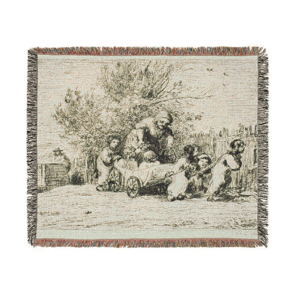 Charles François Daubigny - The Heritage of the Wagon (The Children with the Wagon) | Woven Tapestry Blanket
