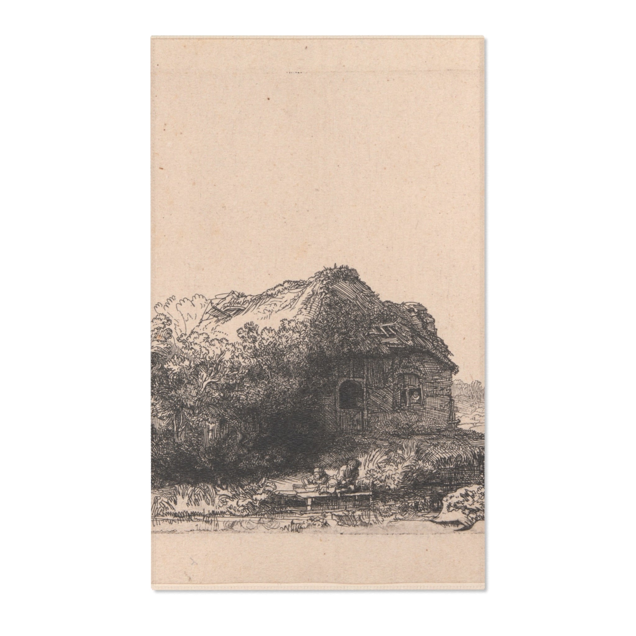 Rembrandt van Rijn - Landscape with Cottages and a Hay Barn Oblong | Area Rug