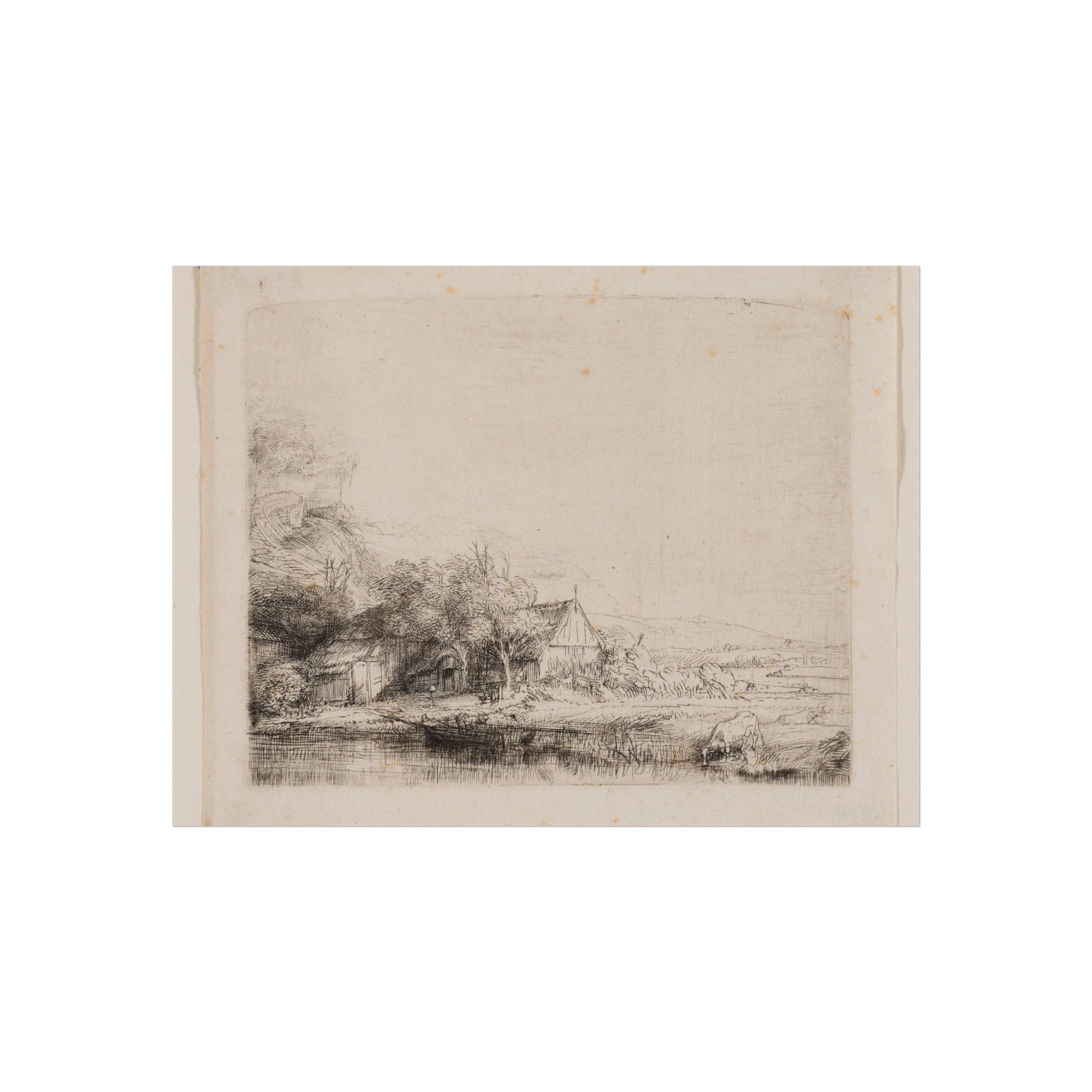 Rembrandt van Rijn - Landscape with a Cow Drinking | Fine Art Poster